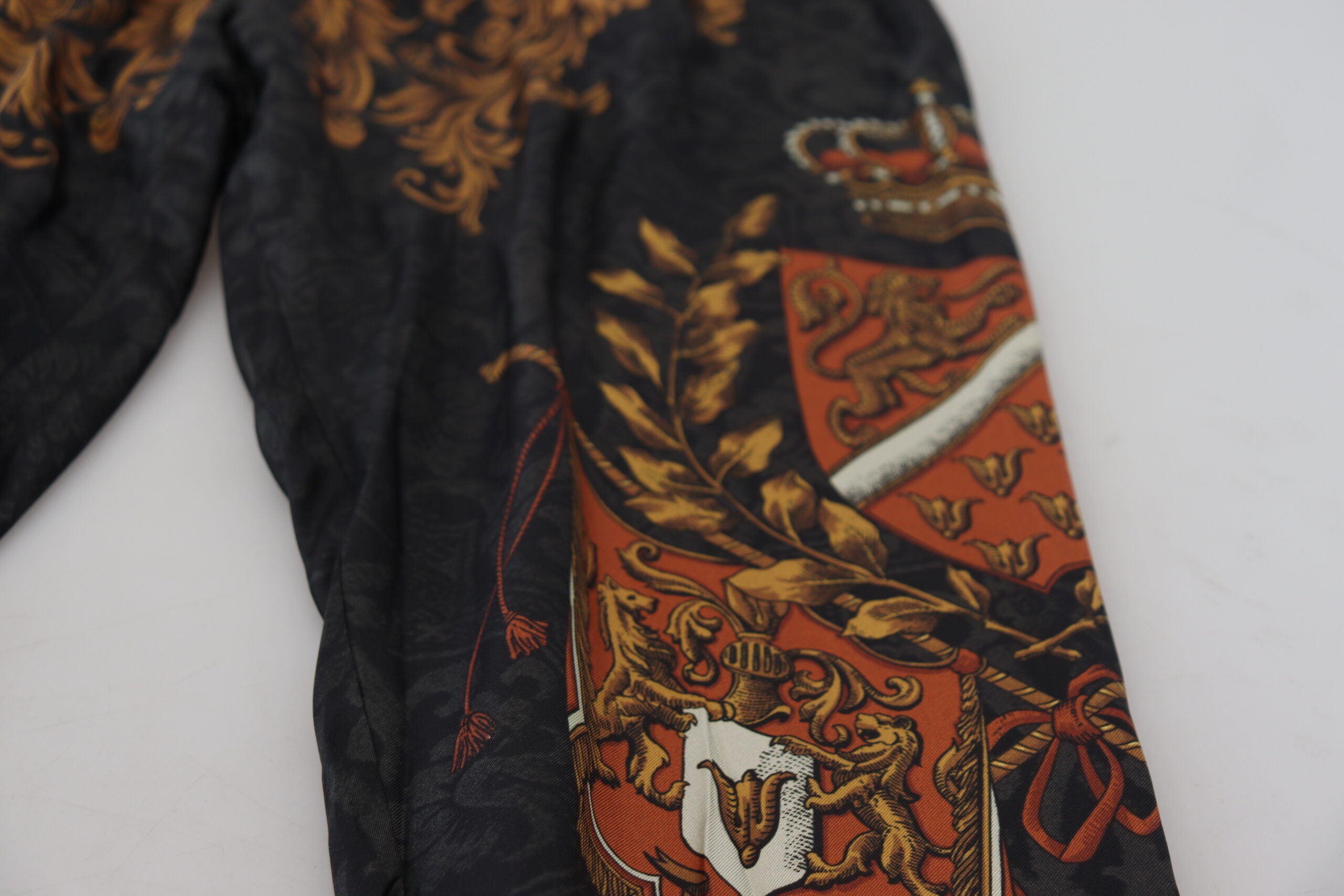 Dolce & Gabbana Gray Silk Baroque Crown Trousers Sport Men's Pants