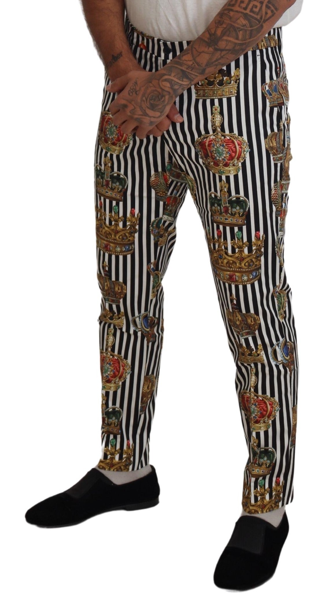 Dolce & Gabbana White Cotton Stretch Crown Trouser Men's Pants