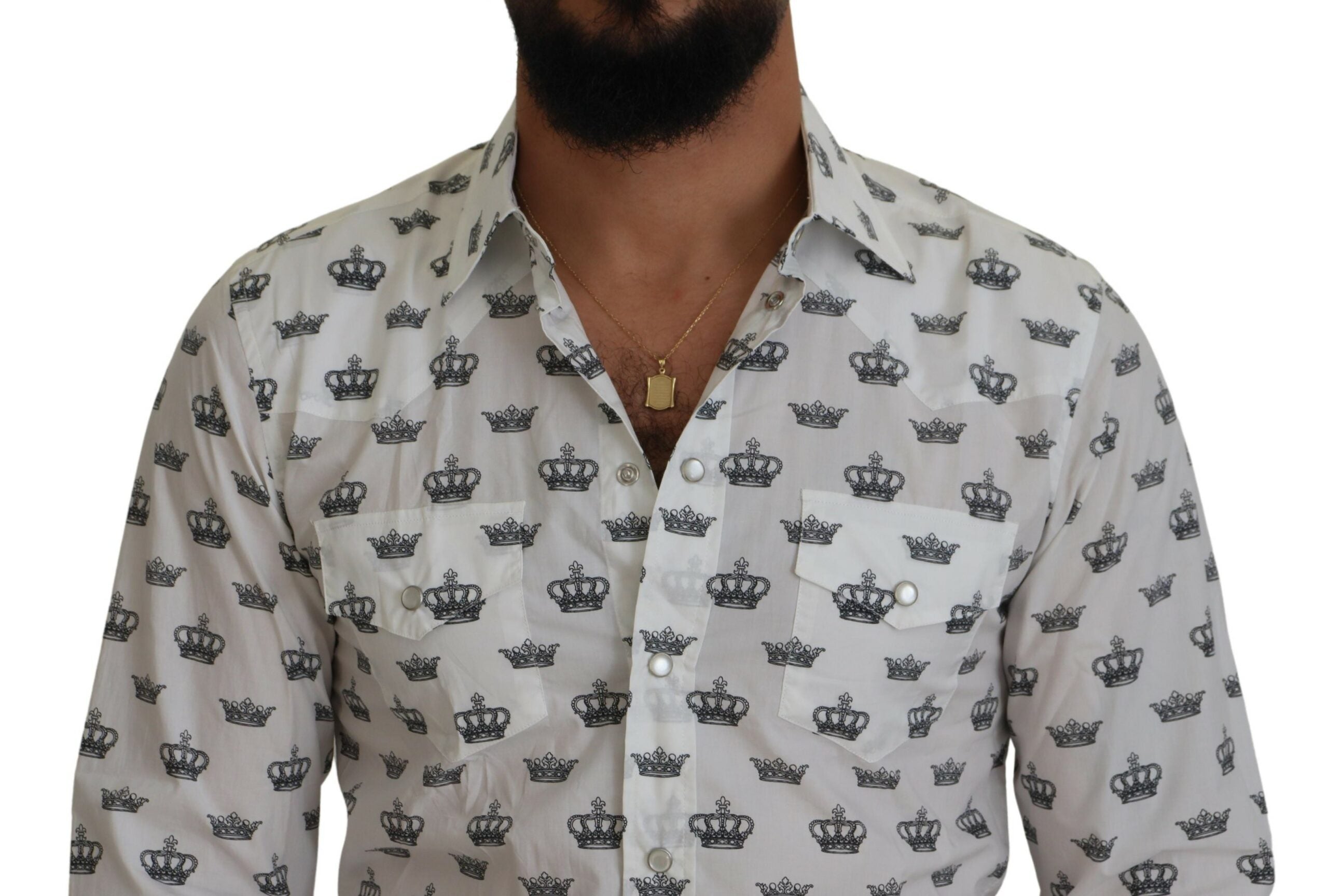 Dolce & Gabbana Slim Fit Crown Print Dress Men's Shirt