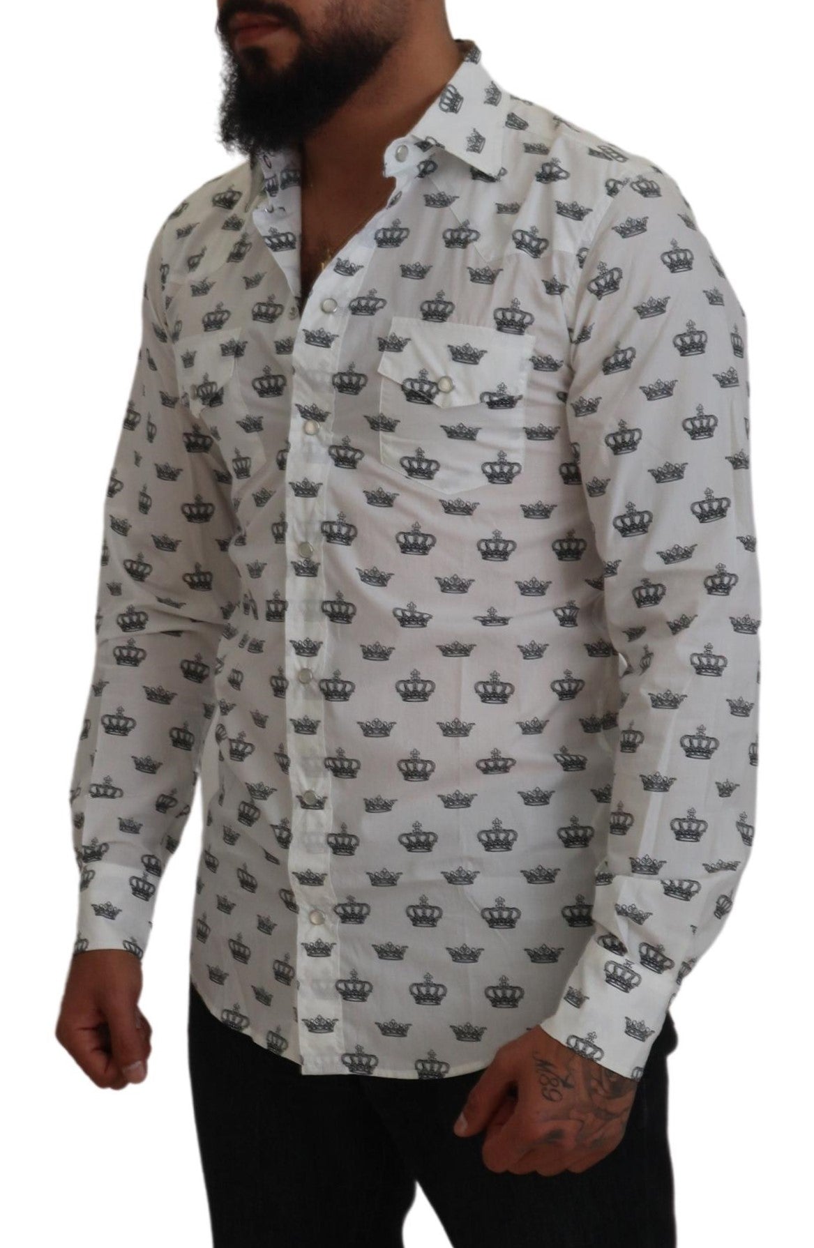 Dolce & Gabbana Slim Fit Crown Print Dress Men's Shirt