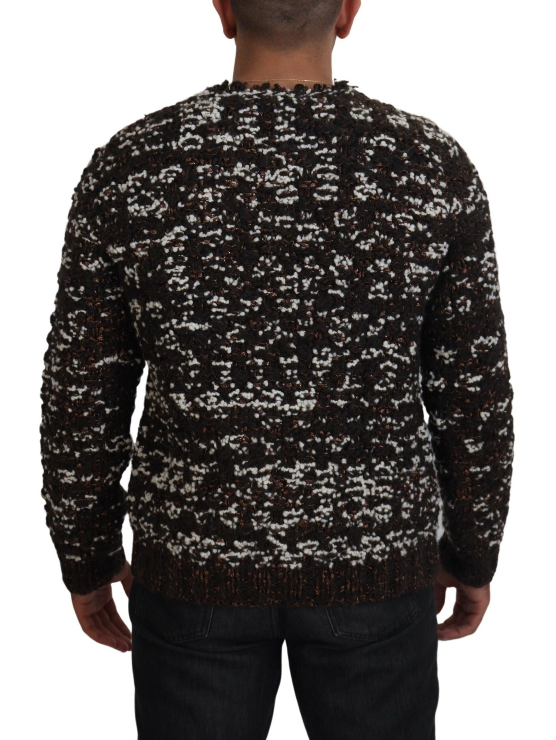 Dolce & Gabbana Brown Knitted Wool Fatto A Mano Men's Sweater