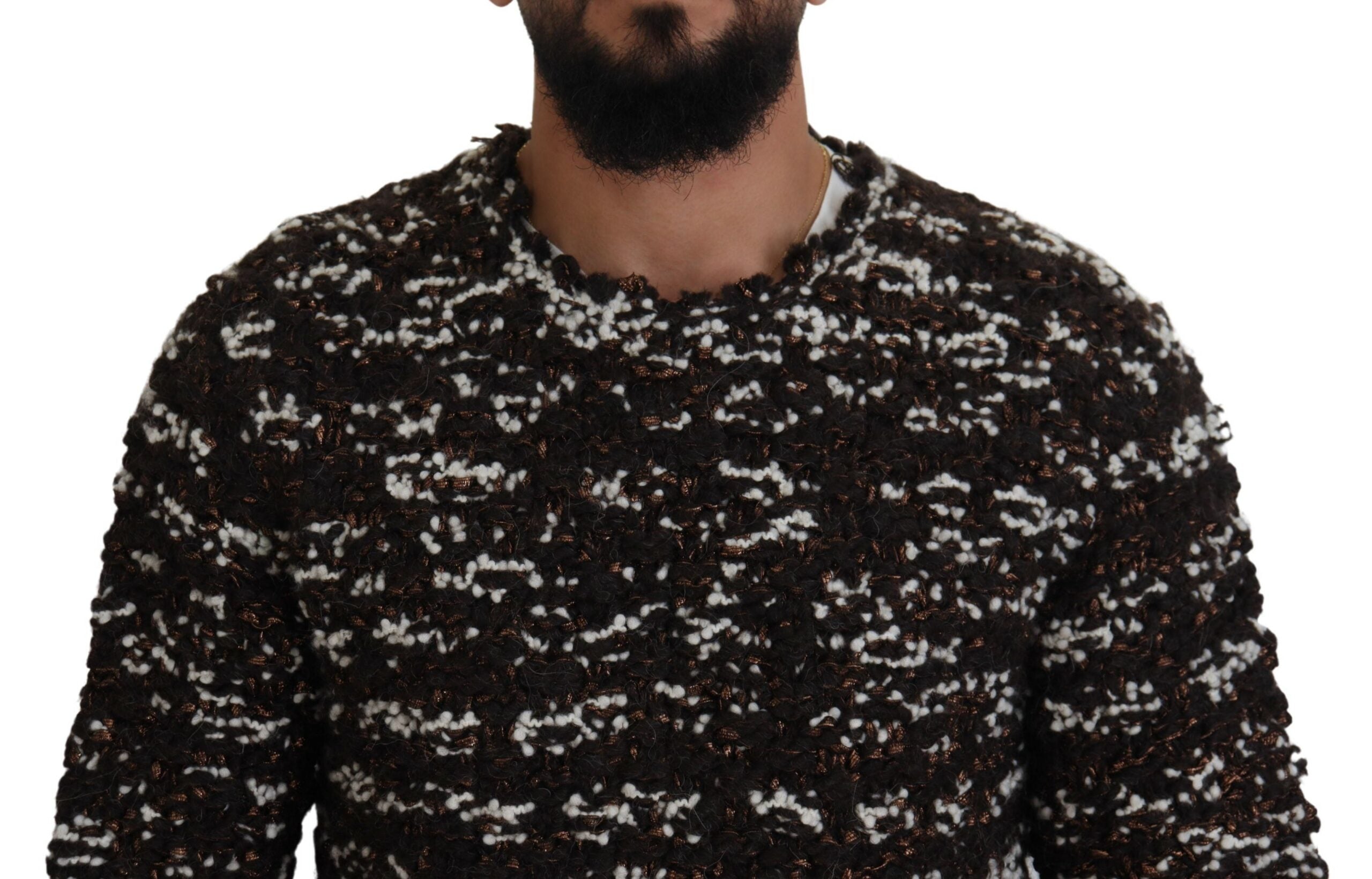 Dolce & Gabbana Brown Knitted Wool Fatto A Mano Men's Sweater