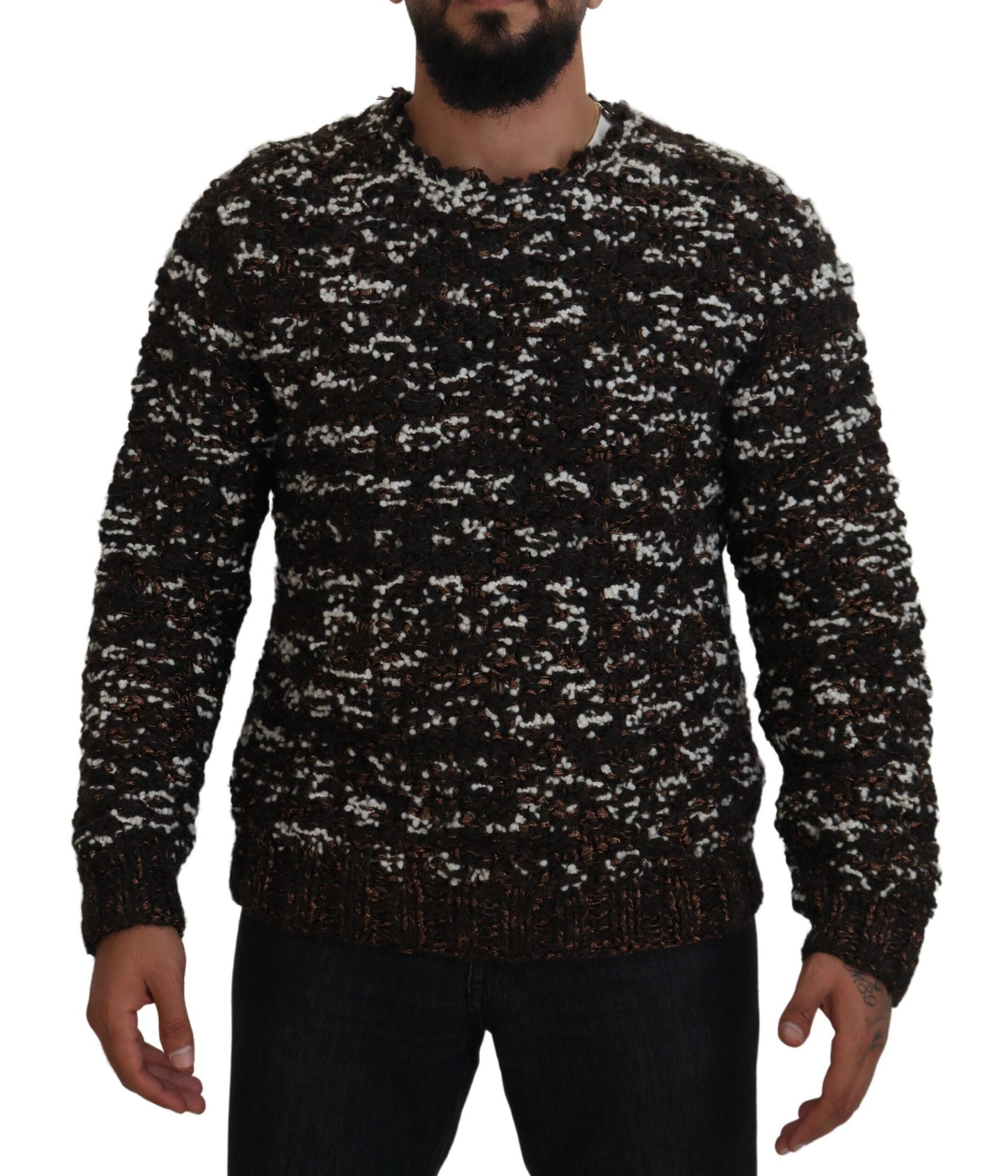 Dolce & Gabbana Brown Knitted Wool Fatto A Mano Men's Sweater