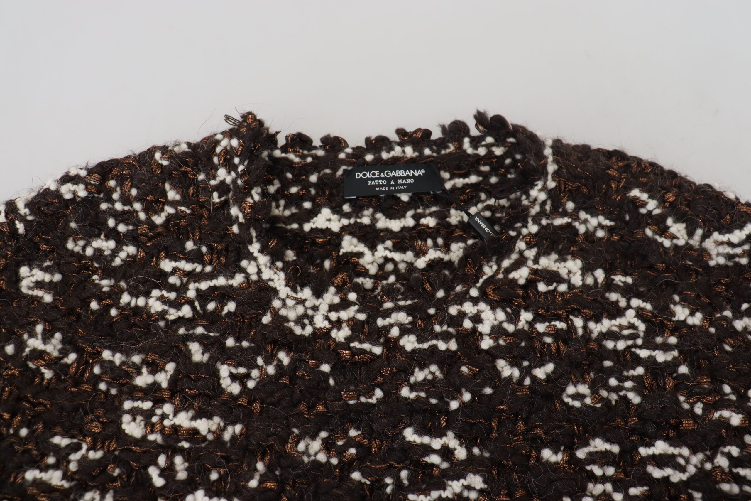 Dolce & Gabbana Brown Knitted Wool Fatto A Mano Men's Sweater