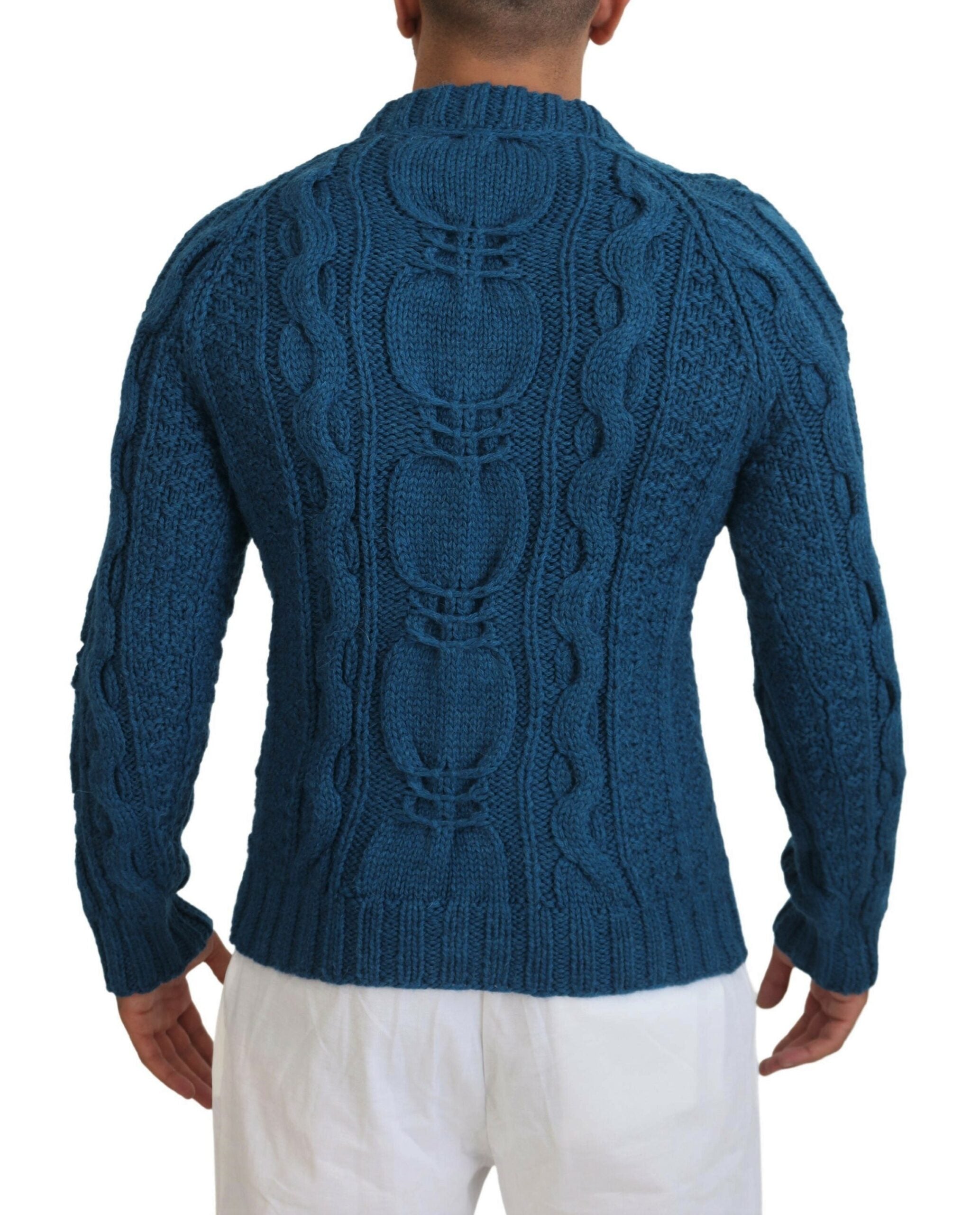 Dolce & Gabbana Blue Knitted Wool Alpaca Pullover Men's Sweater
