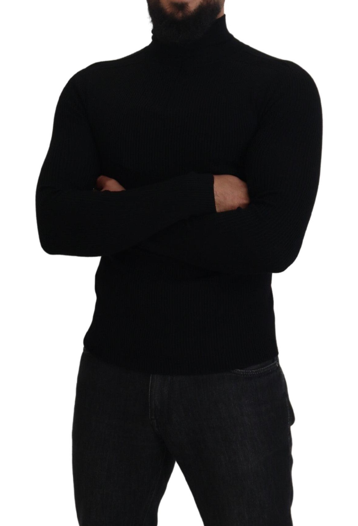 Dolce & Gabbana Black Half Zip Turtleneck Pullover Men's Sweater