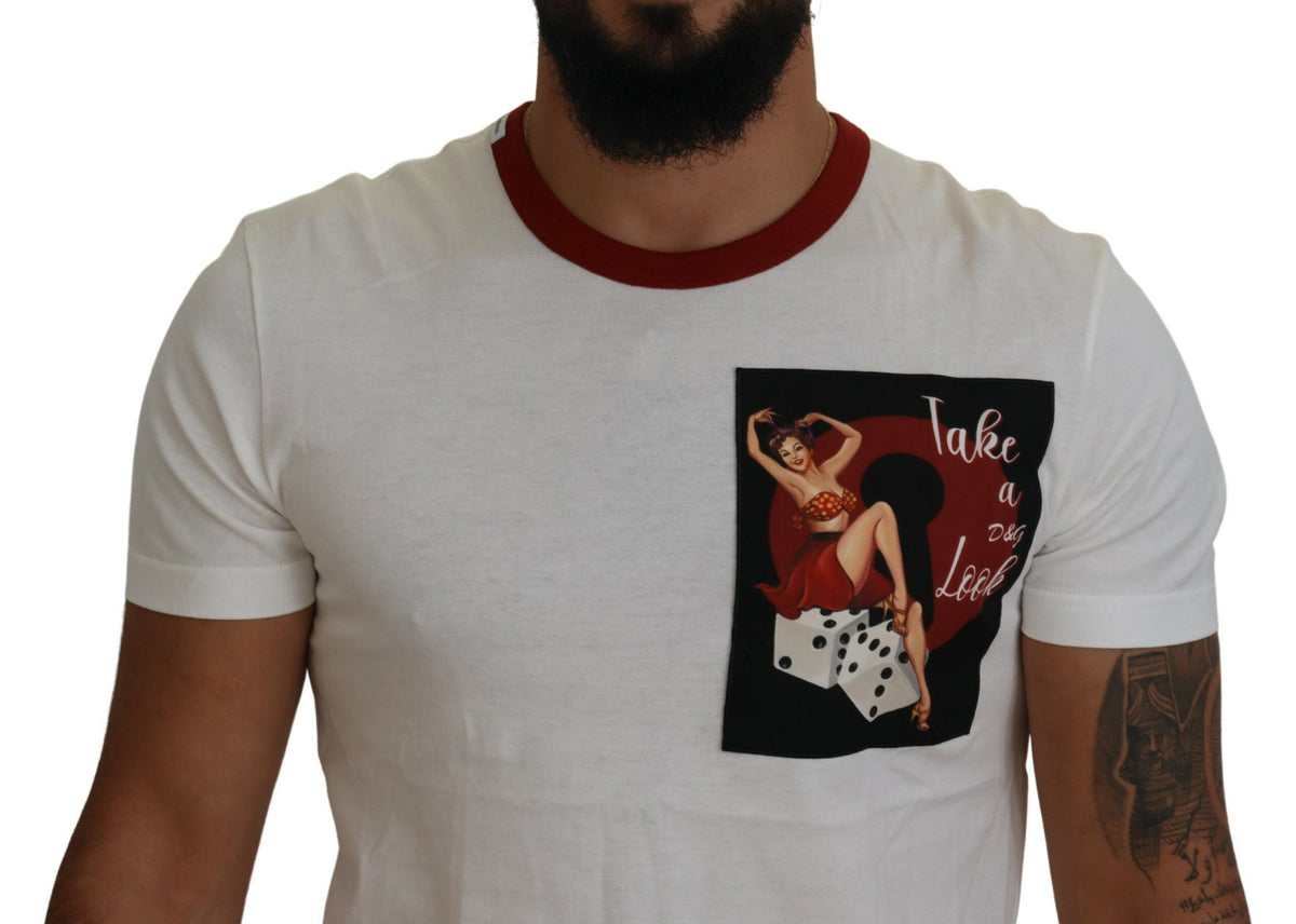 Dolce & Gabbana Cotton White Logo Print Crewneck Men's T-shirt