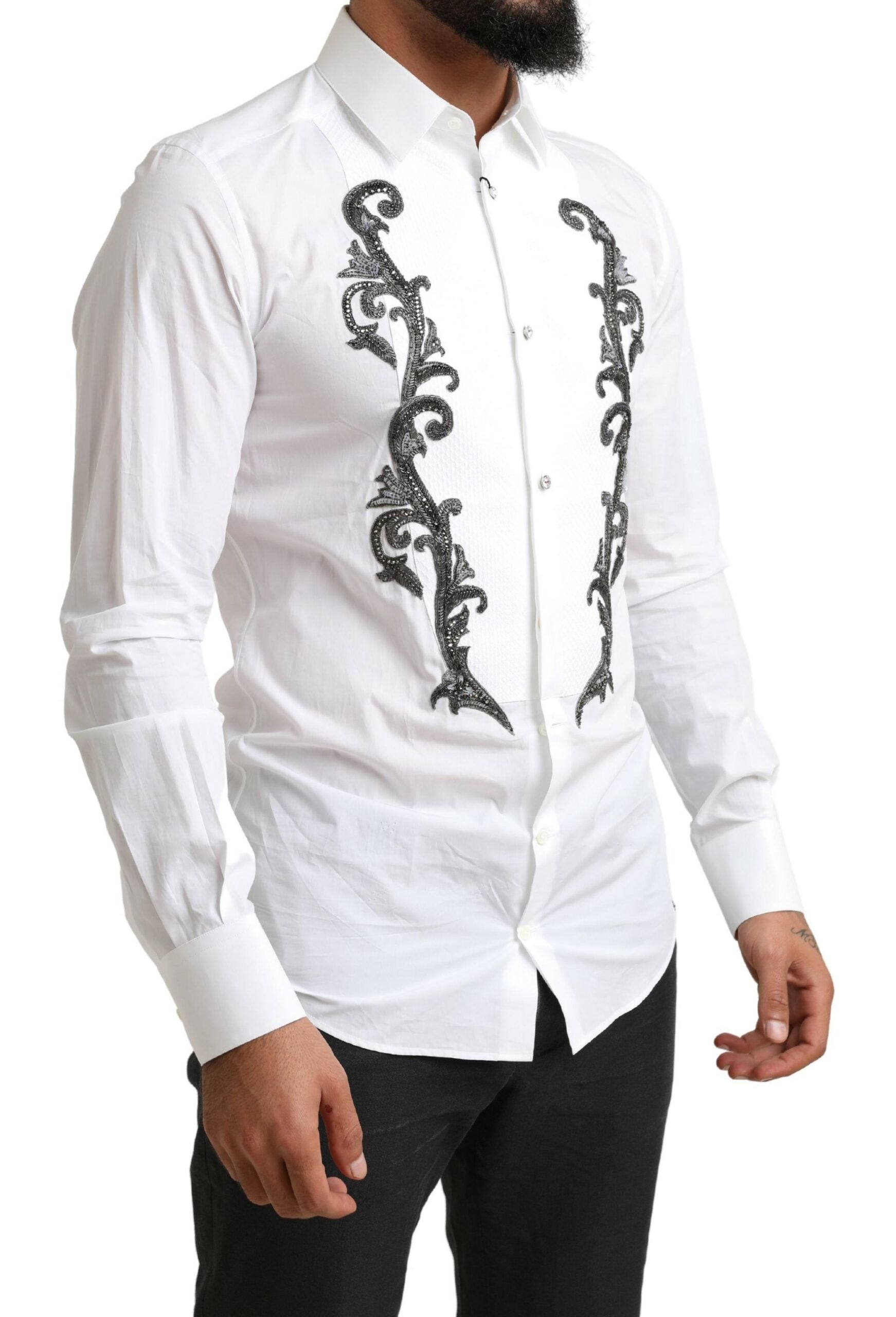 Dolce & Gabbana Italian Designer Slim Fit Tuxedo Men's Shirt