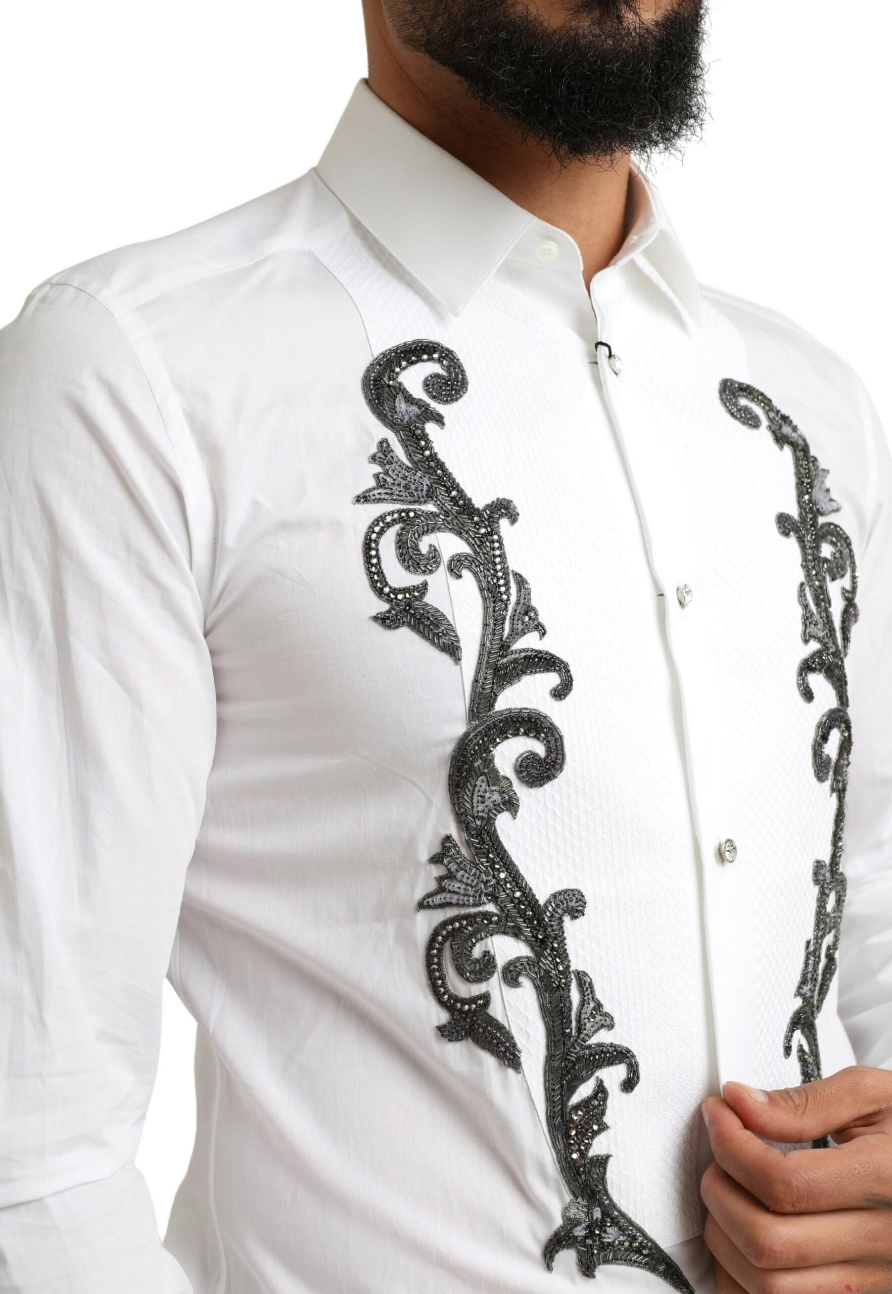 Dolce & Gabbana Italian Designer Slim Fit Tuxedo Men's Shirt