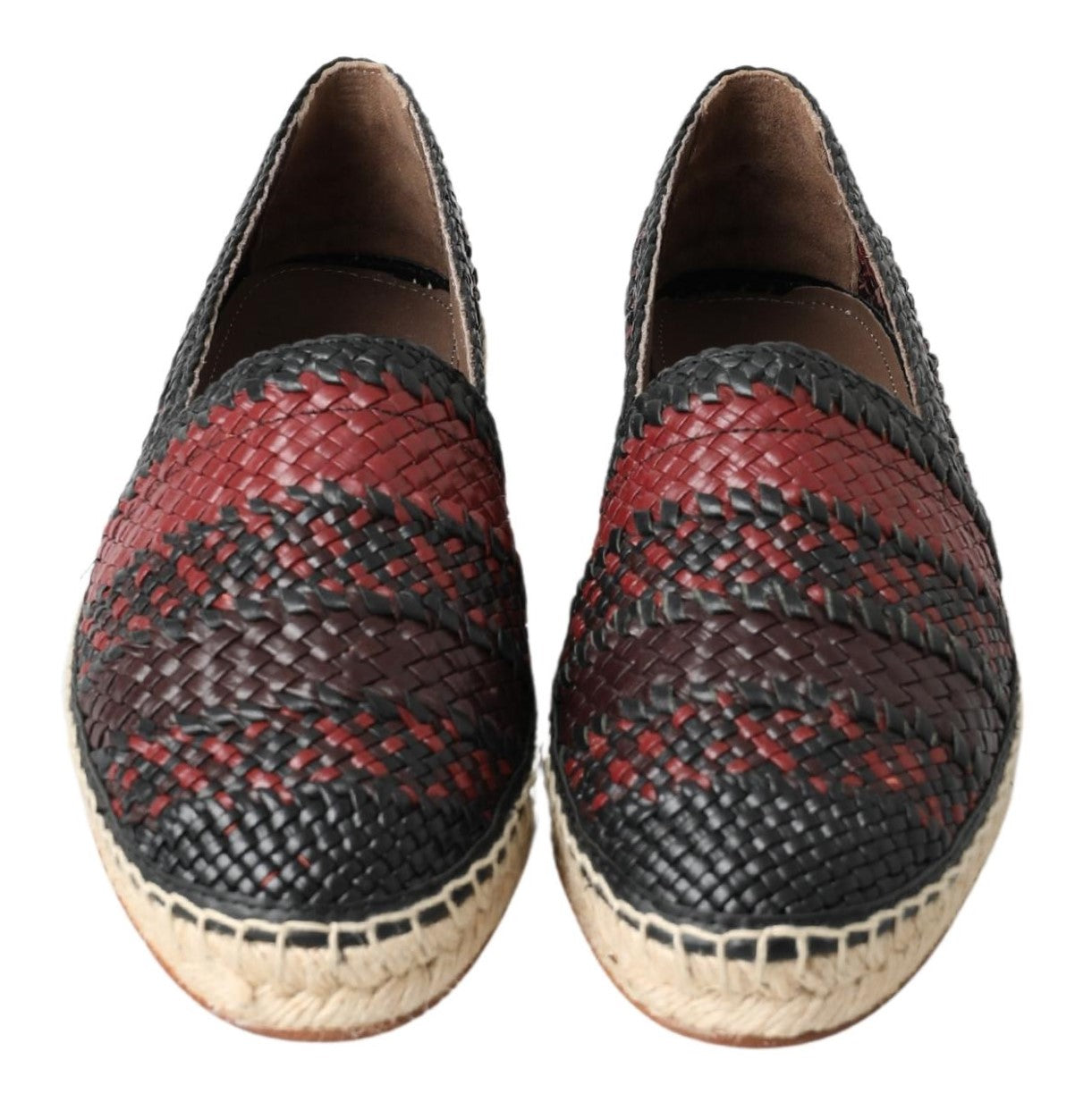 Dolce & Gabbana Black Bordeaux Buffalo Leather Espadrille Men's Shoes