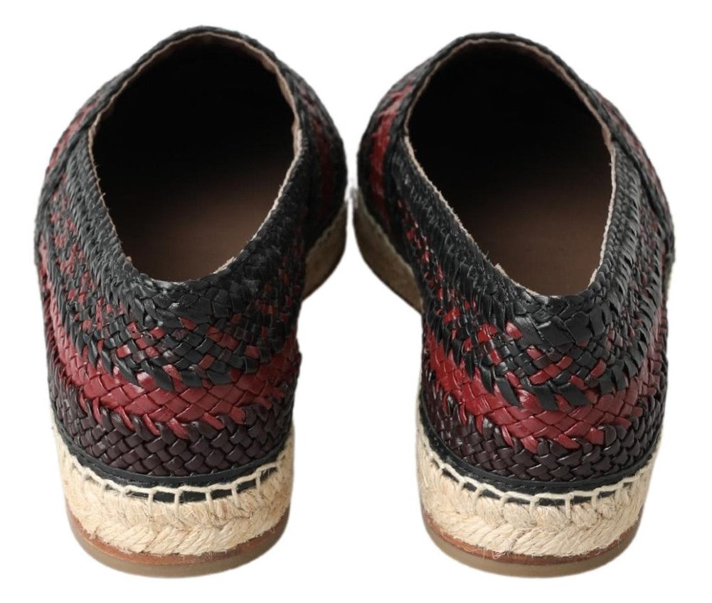 Dolce & Gabbana Black Bordeaux Buffalo Leather Espadrille Men's Shoes