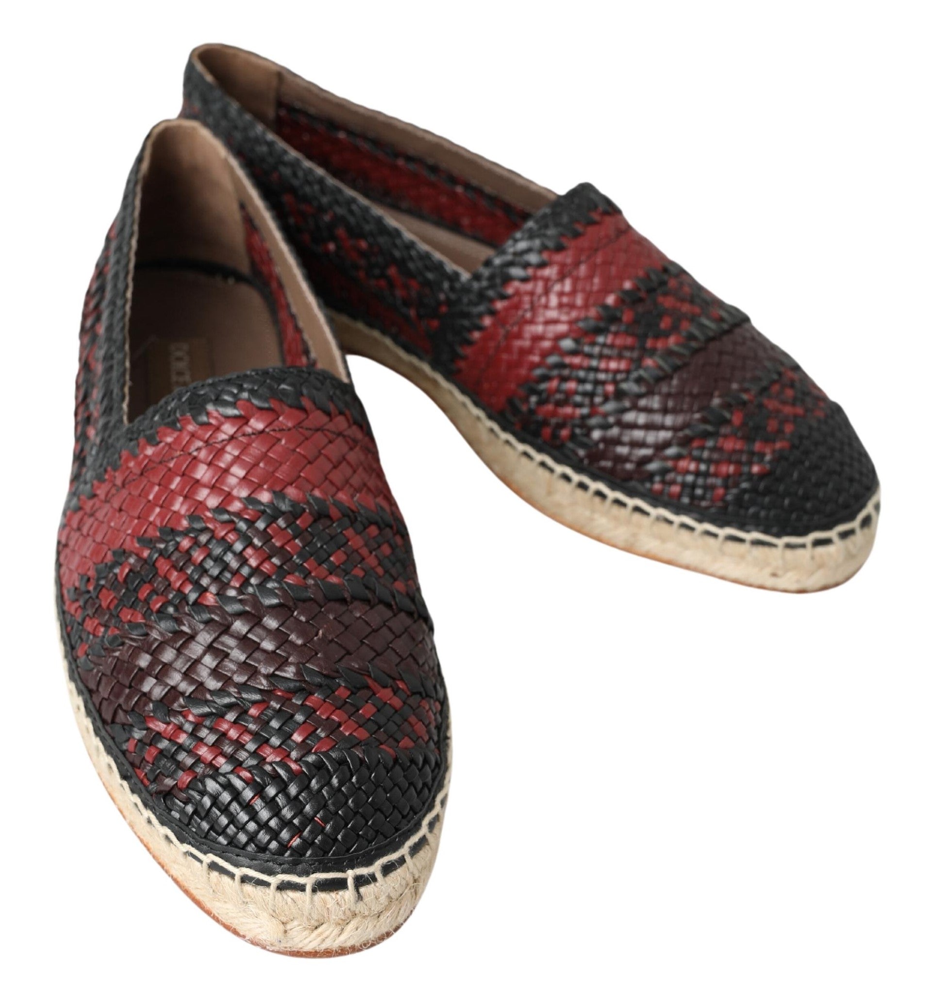 Dolce & Gabbana Black Bordeaux Buffalo Leather Espadrille Men's Shoes
