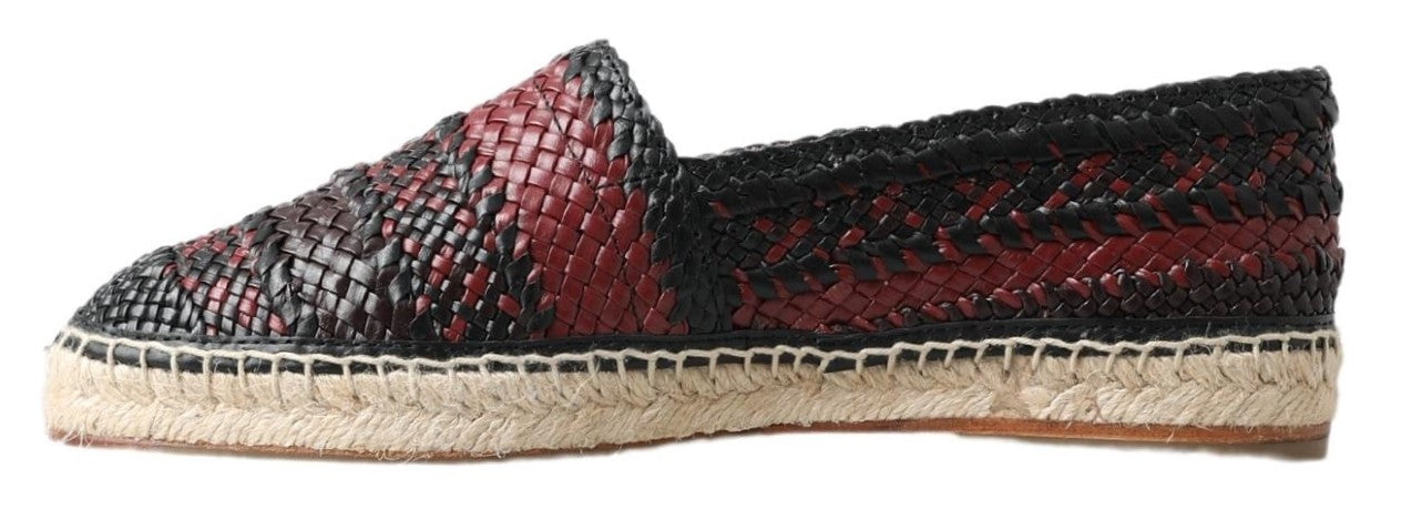 Dolce & Gabbana Black Bordeaux Buffalo Leather Espadrille Men's Shoes