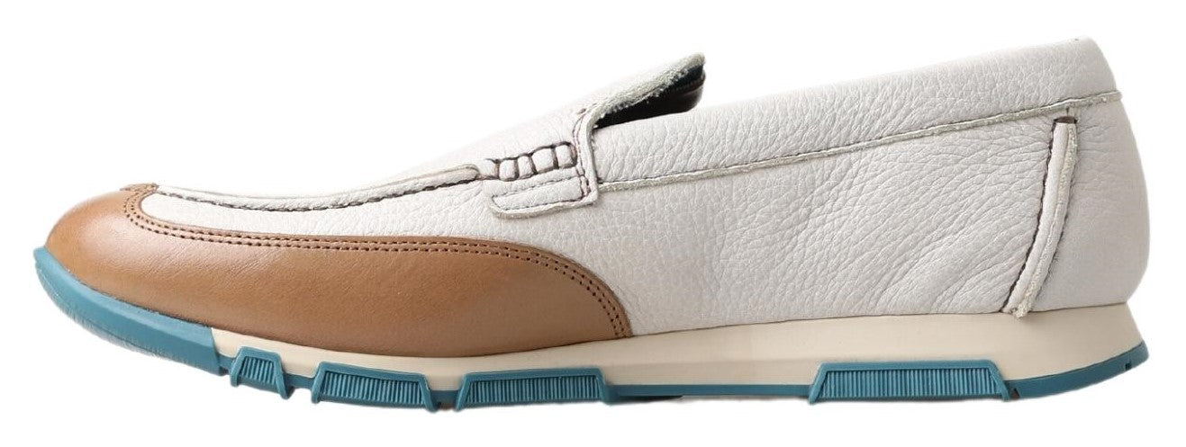 Dolce & Gabbana White Leather Loafers Moccasins Men's Shoes