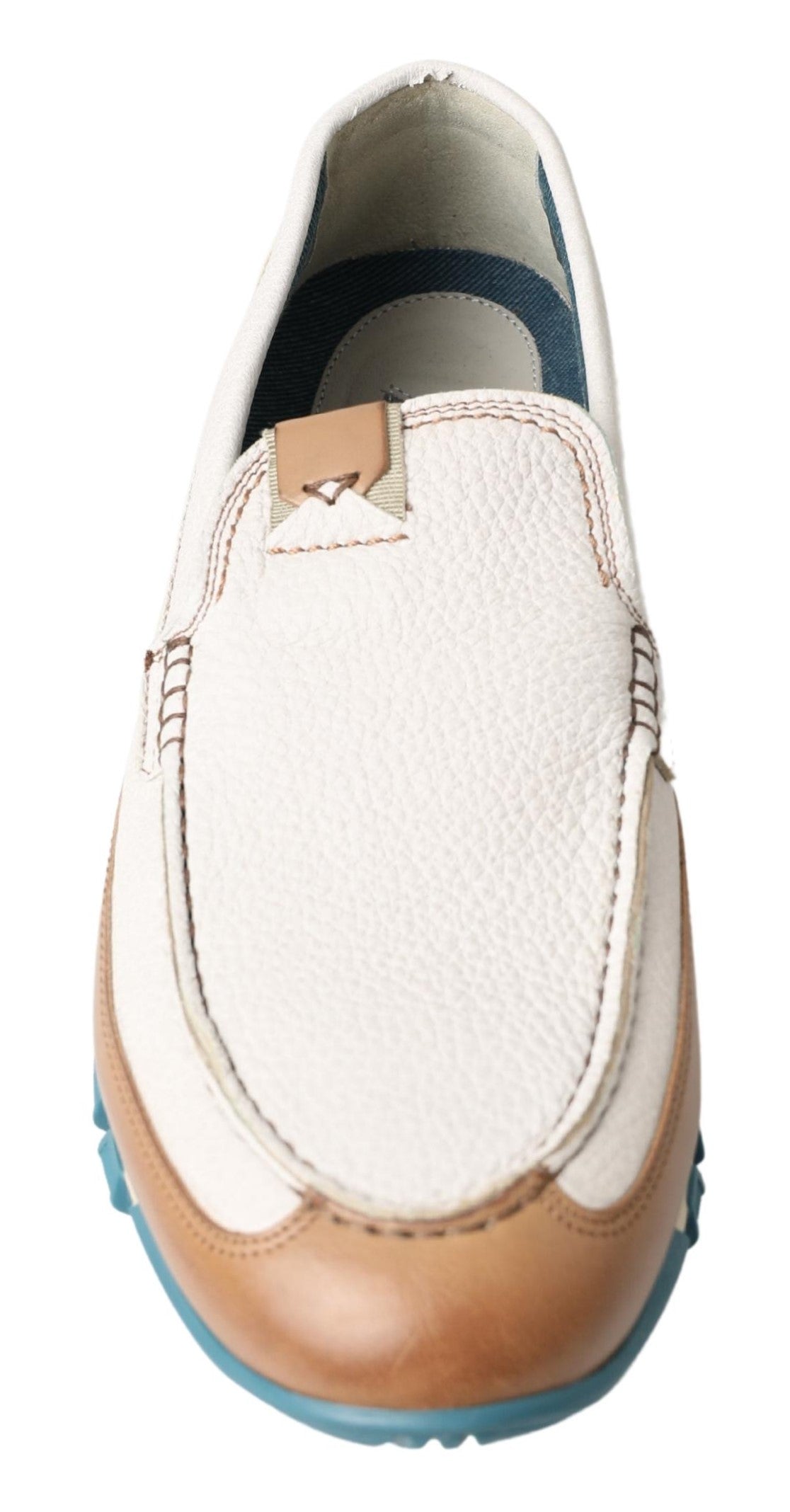 Dolce & Gabbana White Leather Loafers Moccasins Men's Shoes