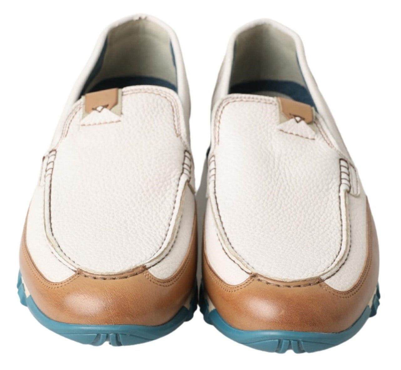 Dolce & Gabbana White Leather Loafers Moccasins Men's Shoes