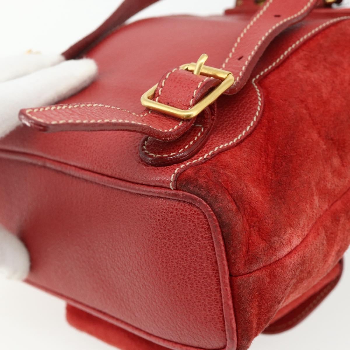Gucci Gucci Bamboo Daim Red Suede Backpack Bag (Pre-Owned)
