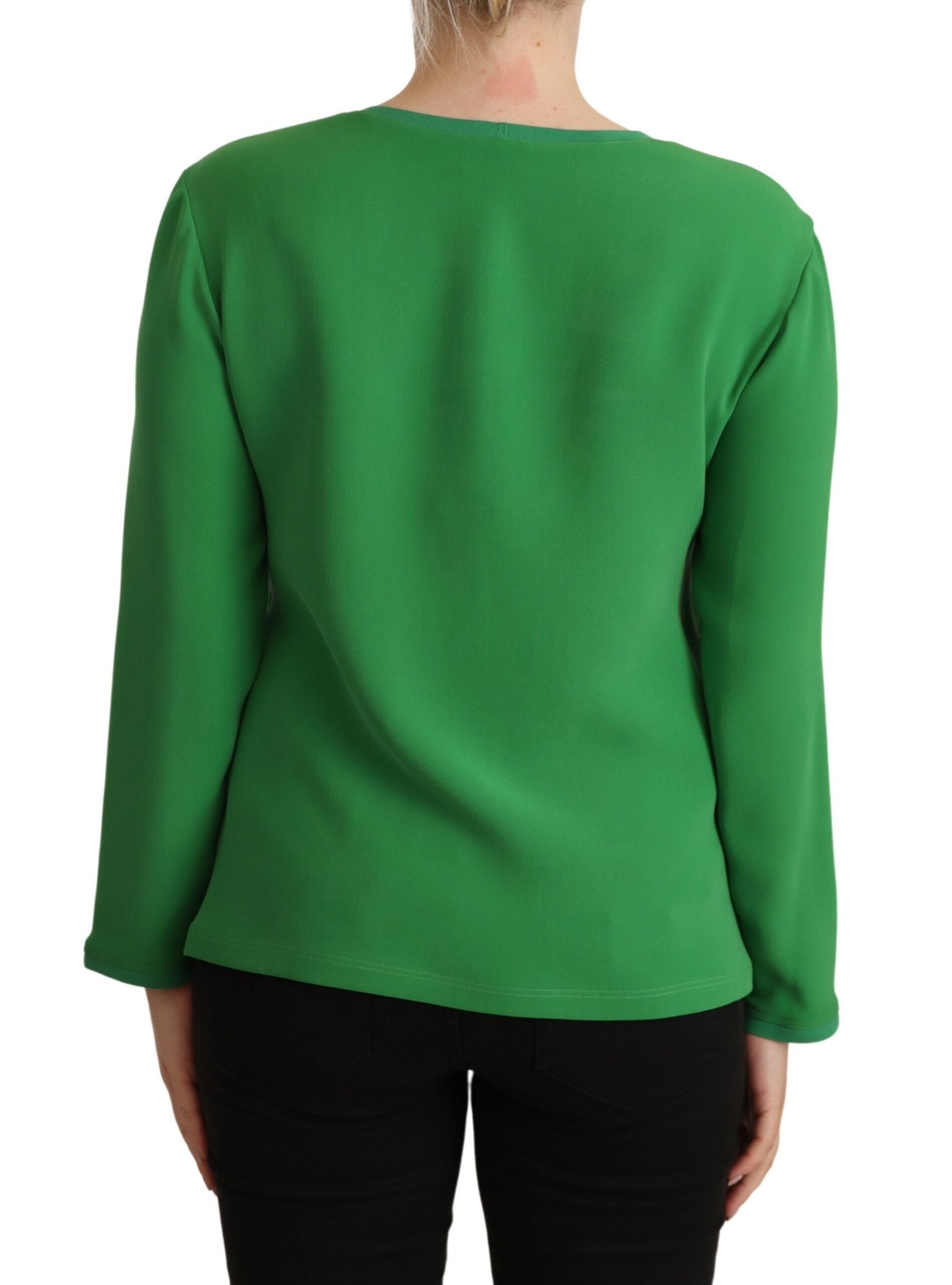 Armani Green Silk Long Sleeves Round Neck Women's Sweater