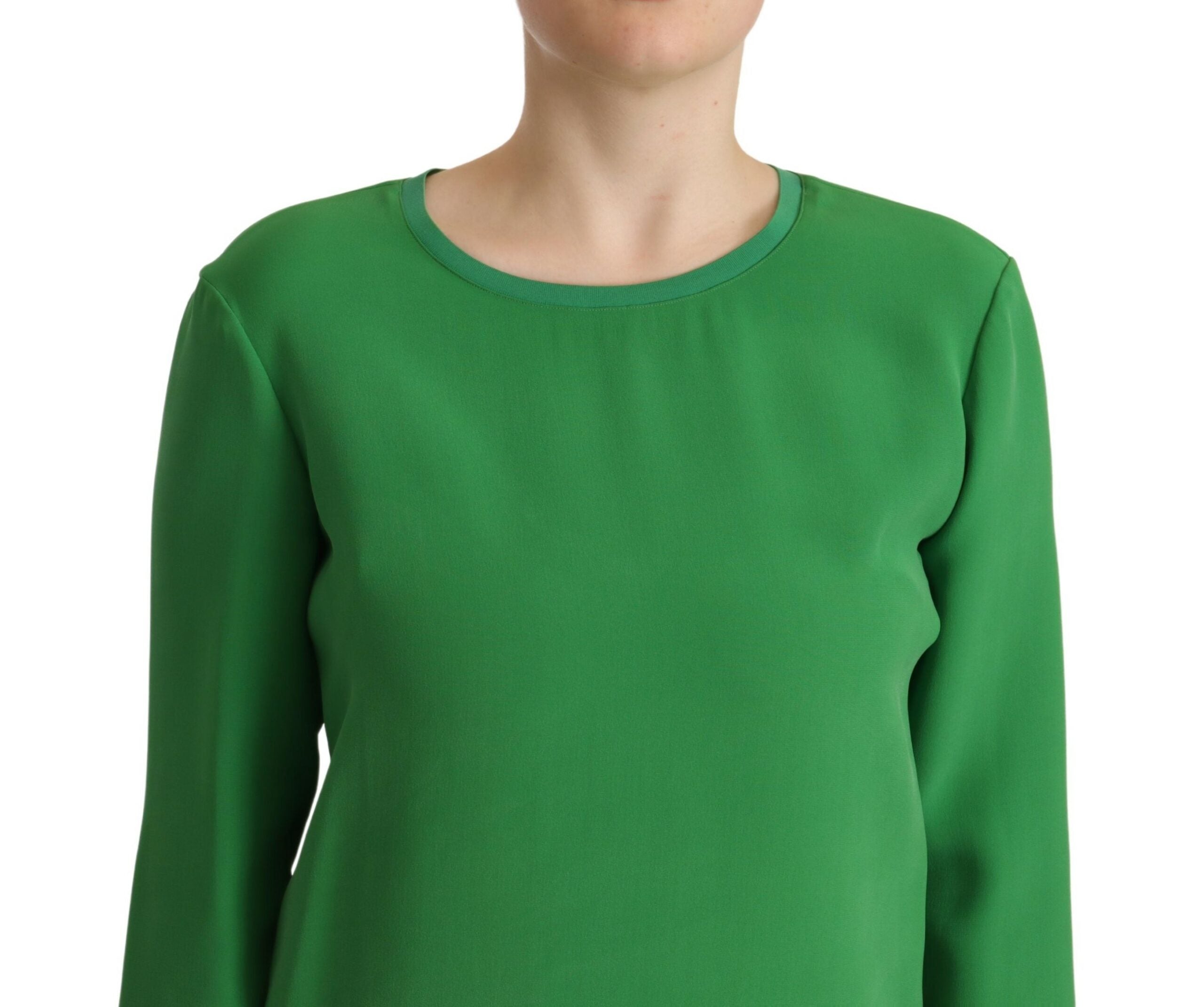 Armani Green Silk Long Sleeves Round Neck Women's Sweater