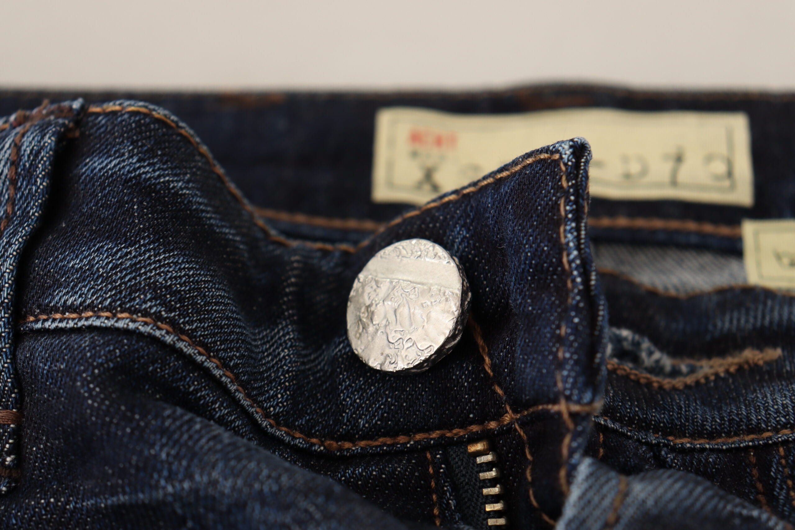 Acht Blue Washed Cotton Low Waist Skinny Denim Women's Jeans