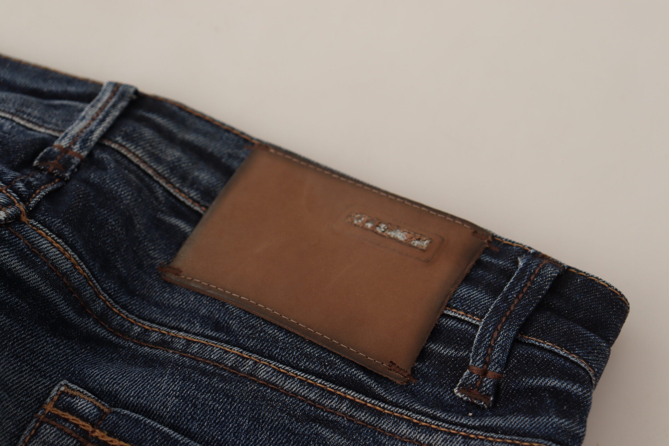 Acht Blue Washed Cotton Low Waist Skinny Denim Women's Jeans