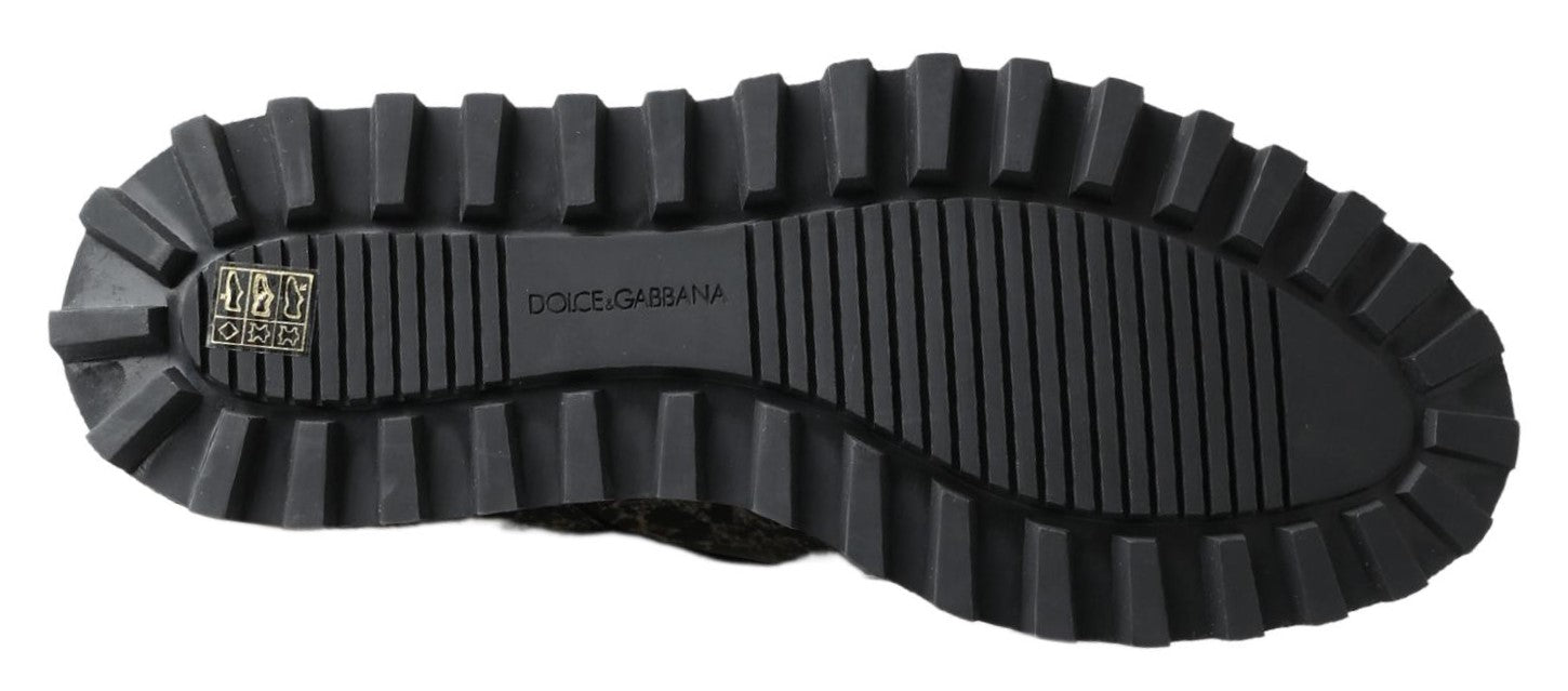 Dolce & Gabbana Black White Derby Patent Leather Men's Shoes