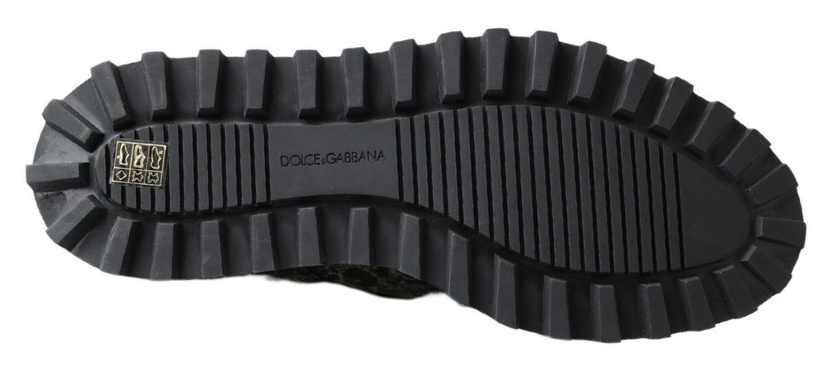Dolce & Gabbana Black White Derby Patent Leather Men's Shoes