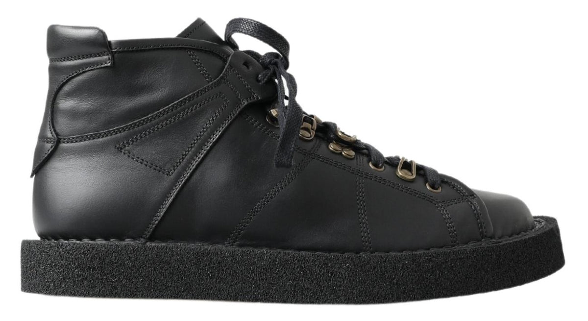 Dolce & Gabbana Black Leather Slip on Stretch Men's Boots