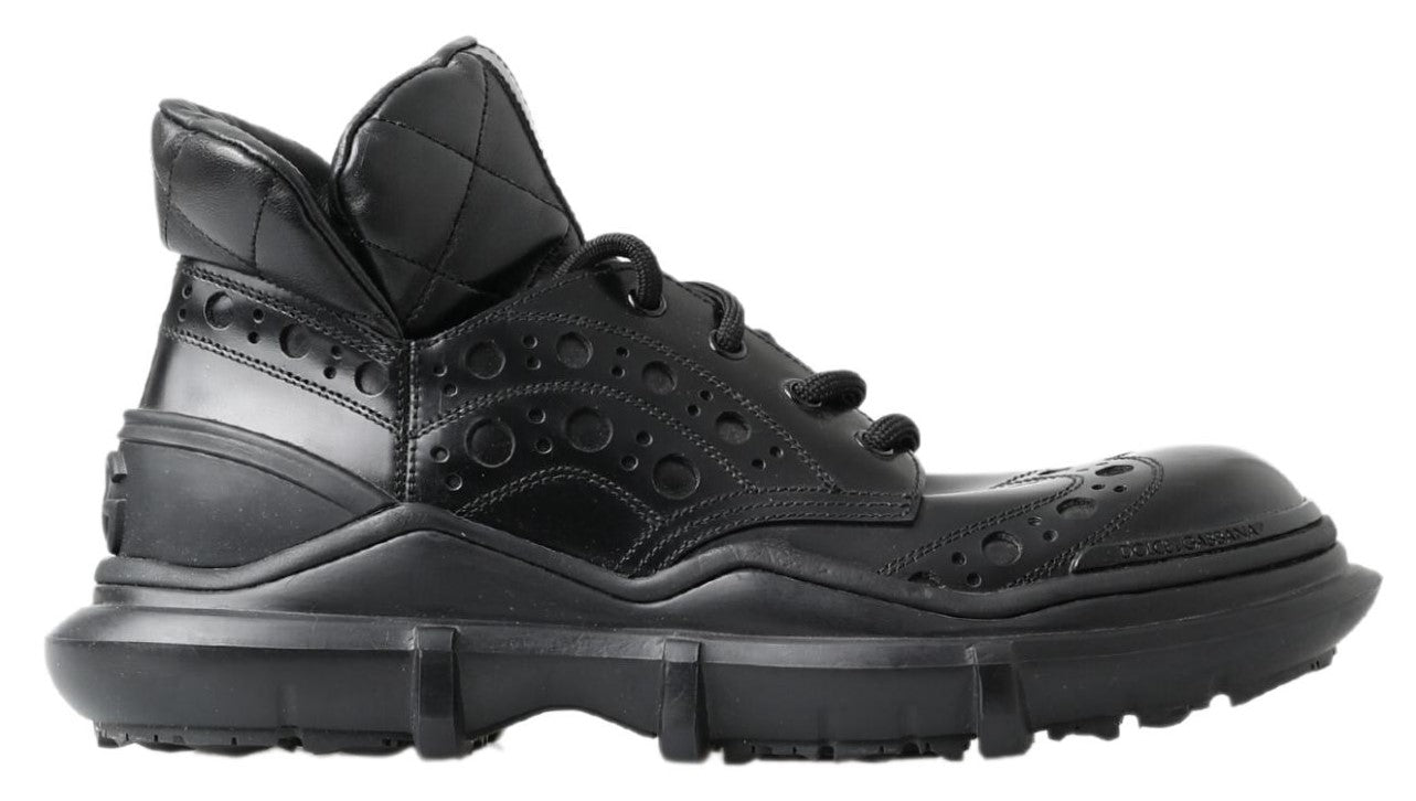 Dolce & Gabbana Black Leather Ankle Casual Men's Boots