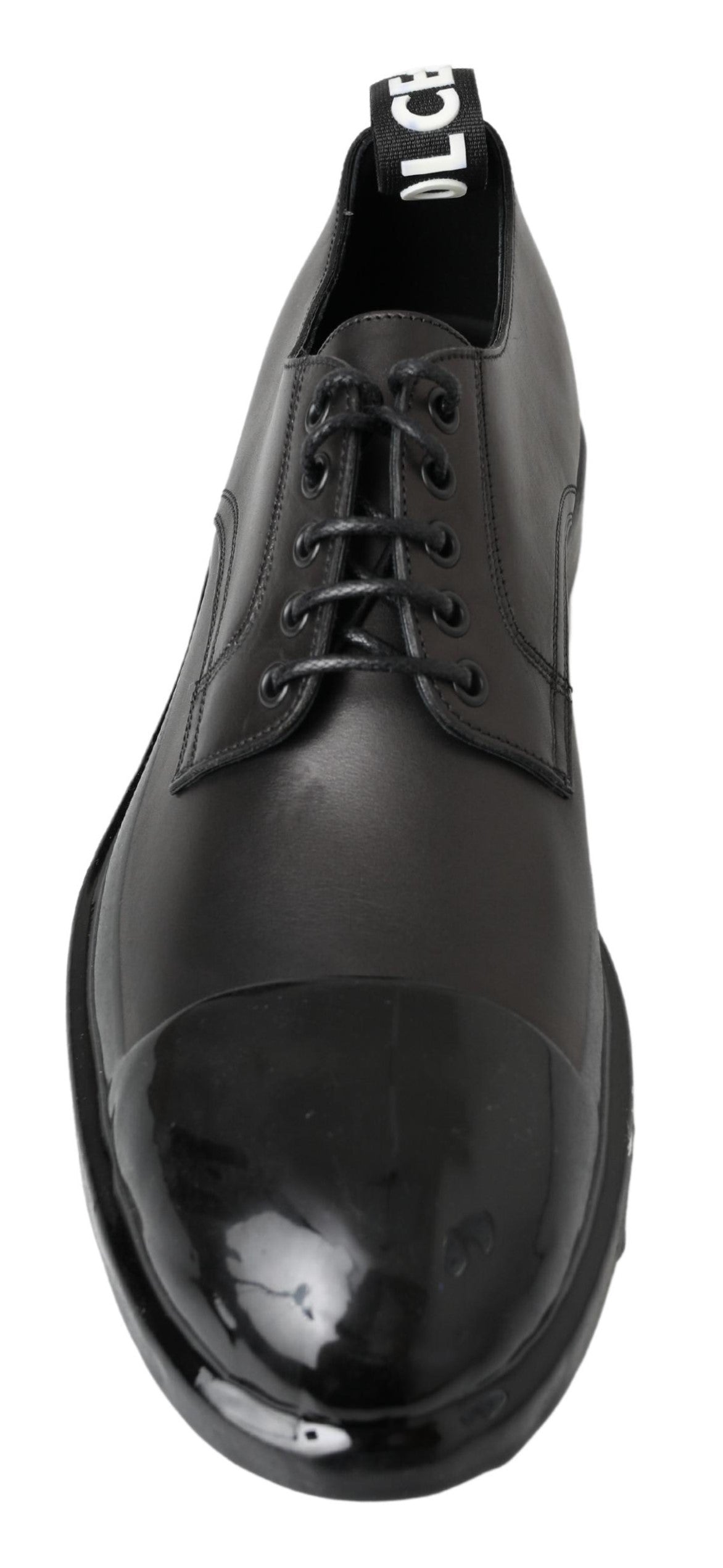 Dolce & Gabbana Black Leather Derby Dress Men's Shoes (Pre-Owned)