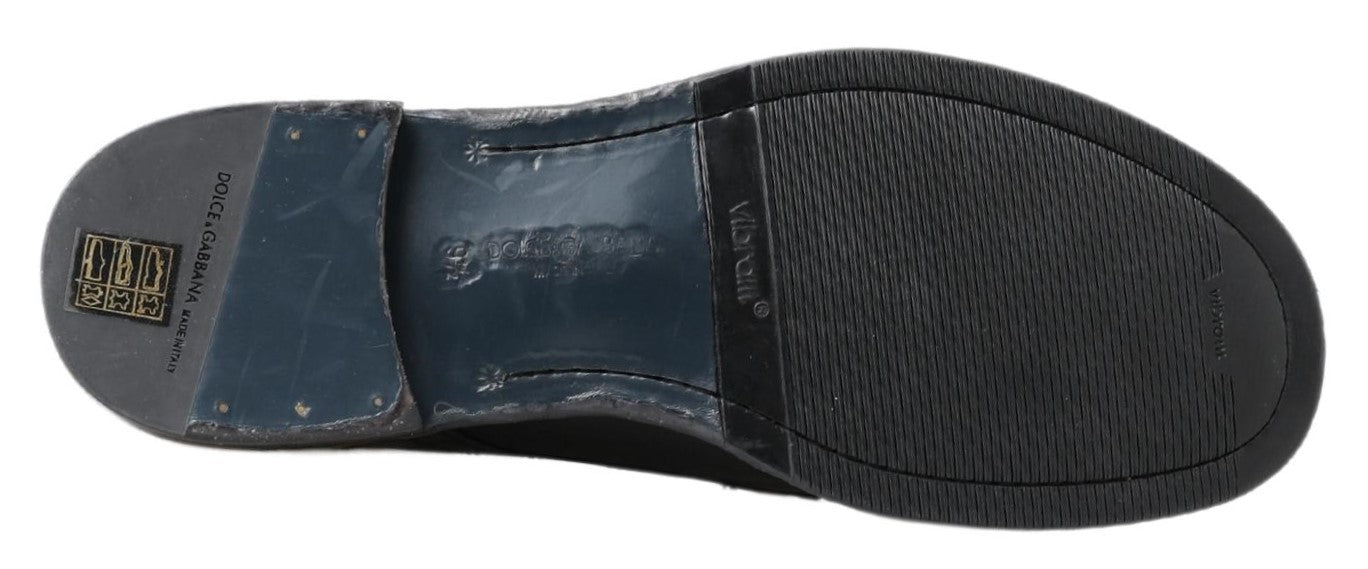 Dolce & Gabbana Equisite Black Lace-Up Leather Men's Boots