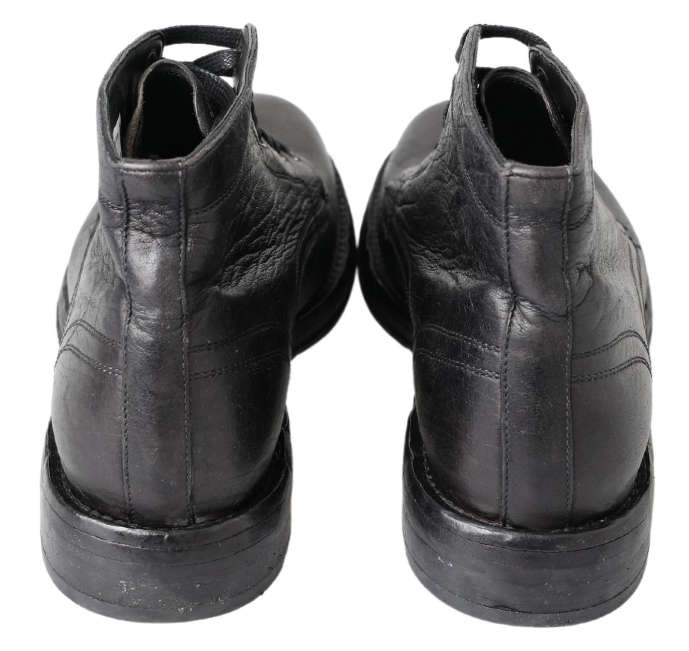 Dolce & Gabbana Equisite Black Lace-Up Leather Men's Boots