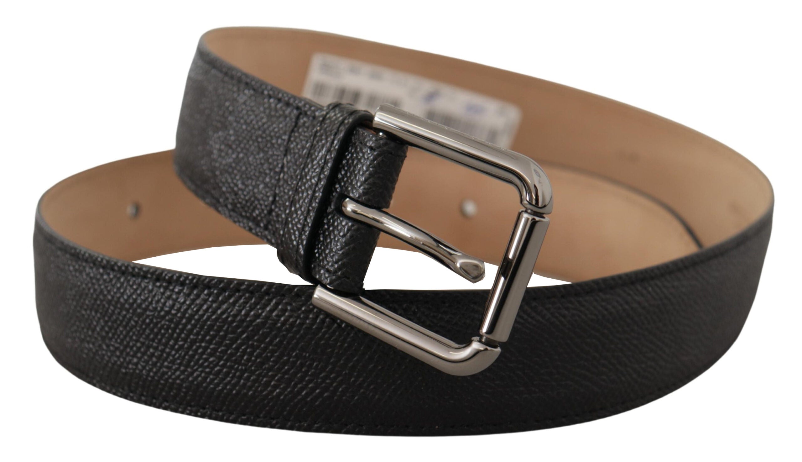 Dolce & Gabbana Elegant Black Leather Belt with Metal Men's Buckle