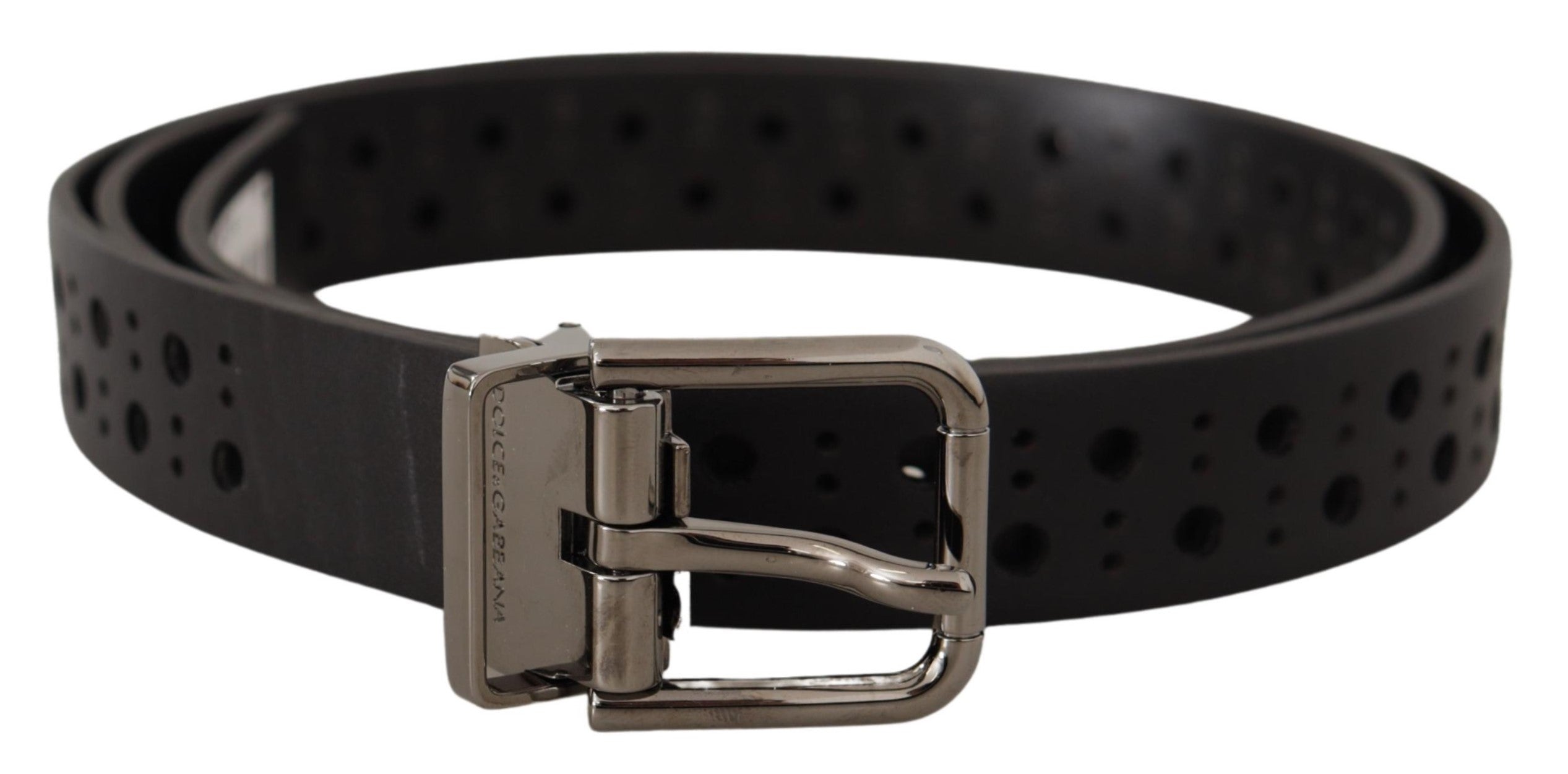 Dolce & Gabbana Elegant Black Leather Belt with Metal Men's Buckle