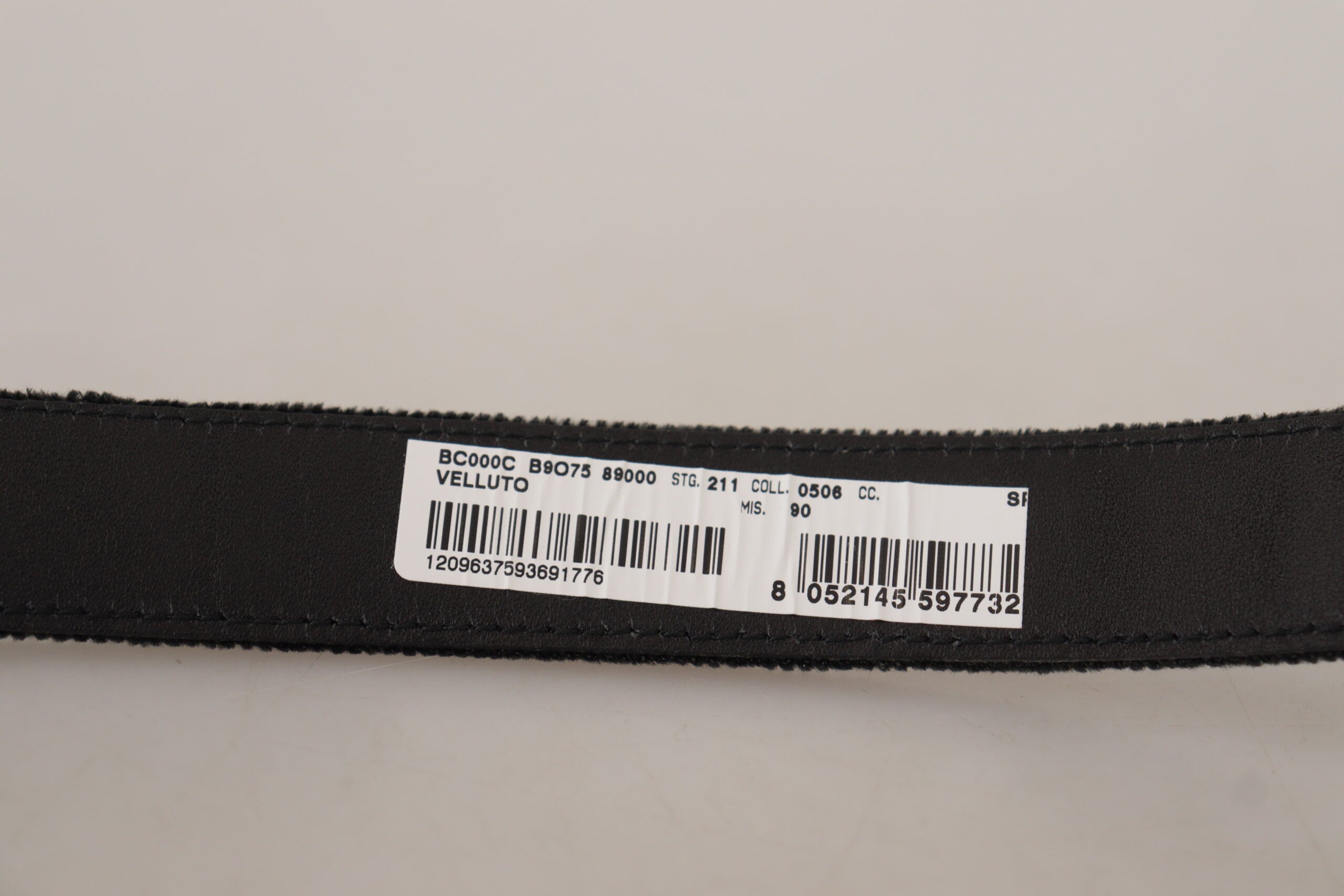 Dolce & Gabbana Black Velvet Classic Logo Engraved Metal Men's Belt