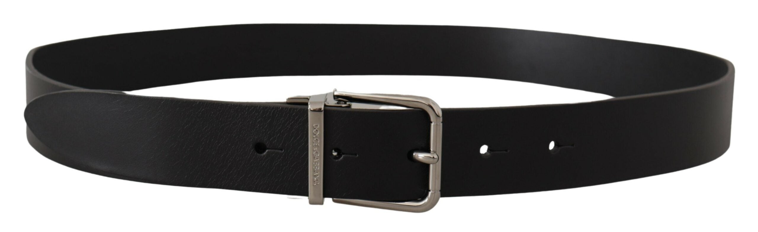 Dolce & Gabbana Elegant Black Leather Belt with Metal Men's Buckle