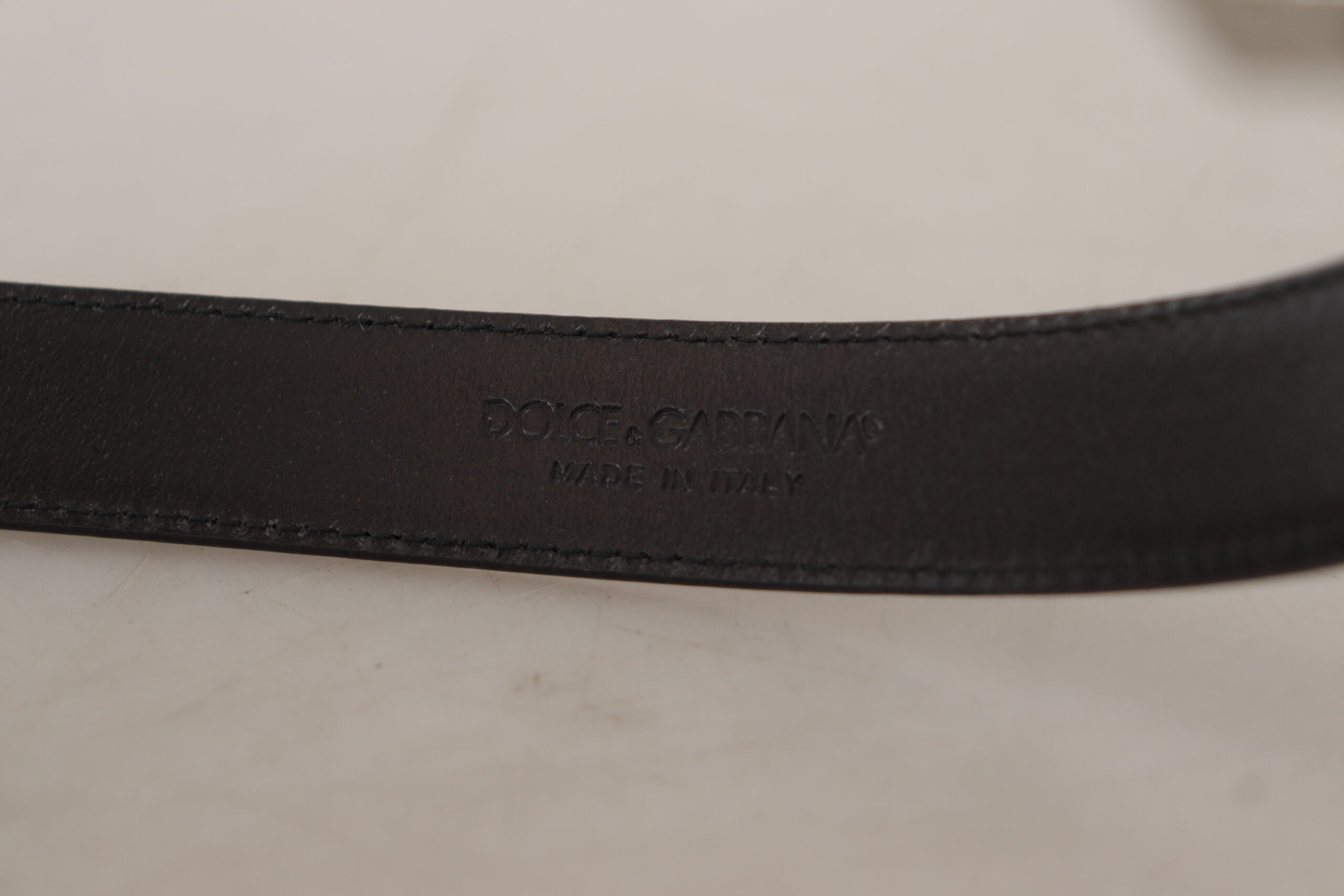 Dolce & Gabbana Sleek Black Leather Belt with Metal Men's Buckle