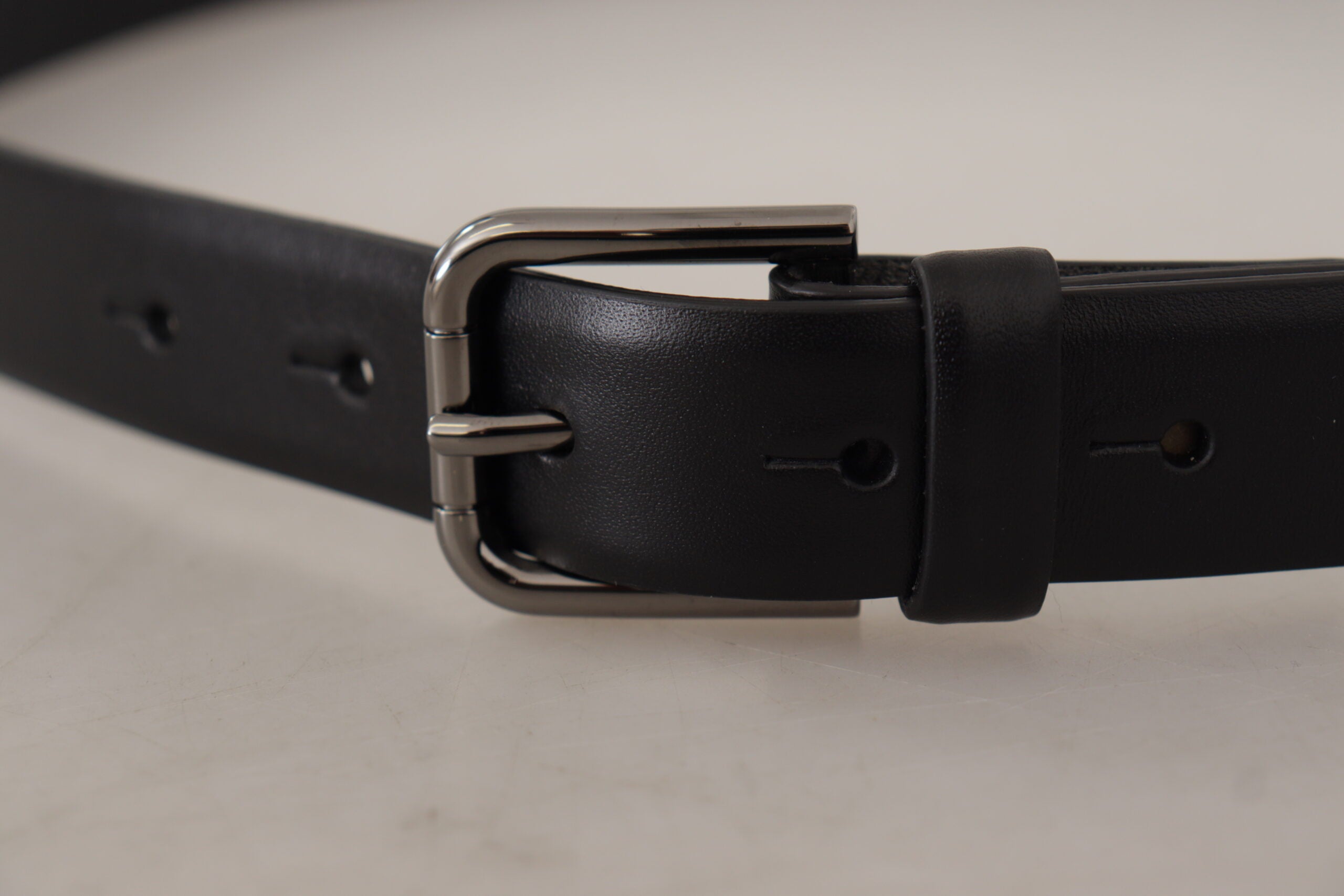 Dolce & Gabbana Black Calf Leather Classic Logo Metal Buckle Men's Belt