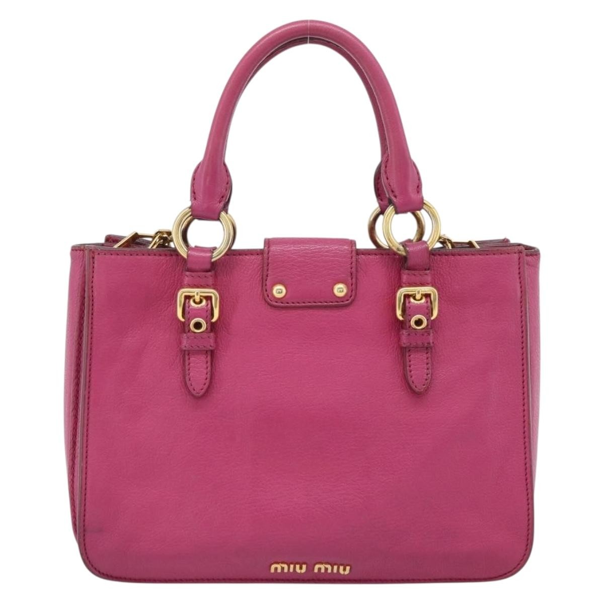 Miu Miu Madras Convertible Lock Leather Pink Leather Tote Bag Bag (Pre-Owned)