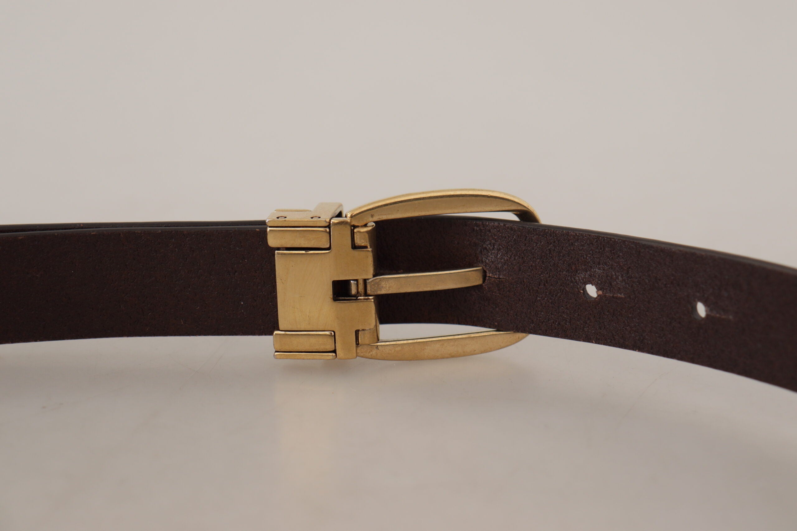 Dolce & Gabbana Dark Brown Calf Leather Gold Tone Metal Men's Buckle