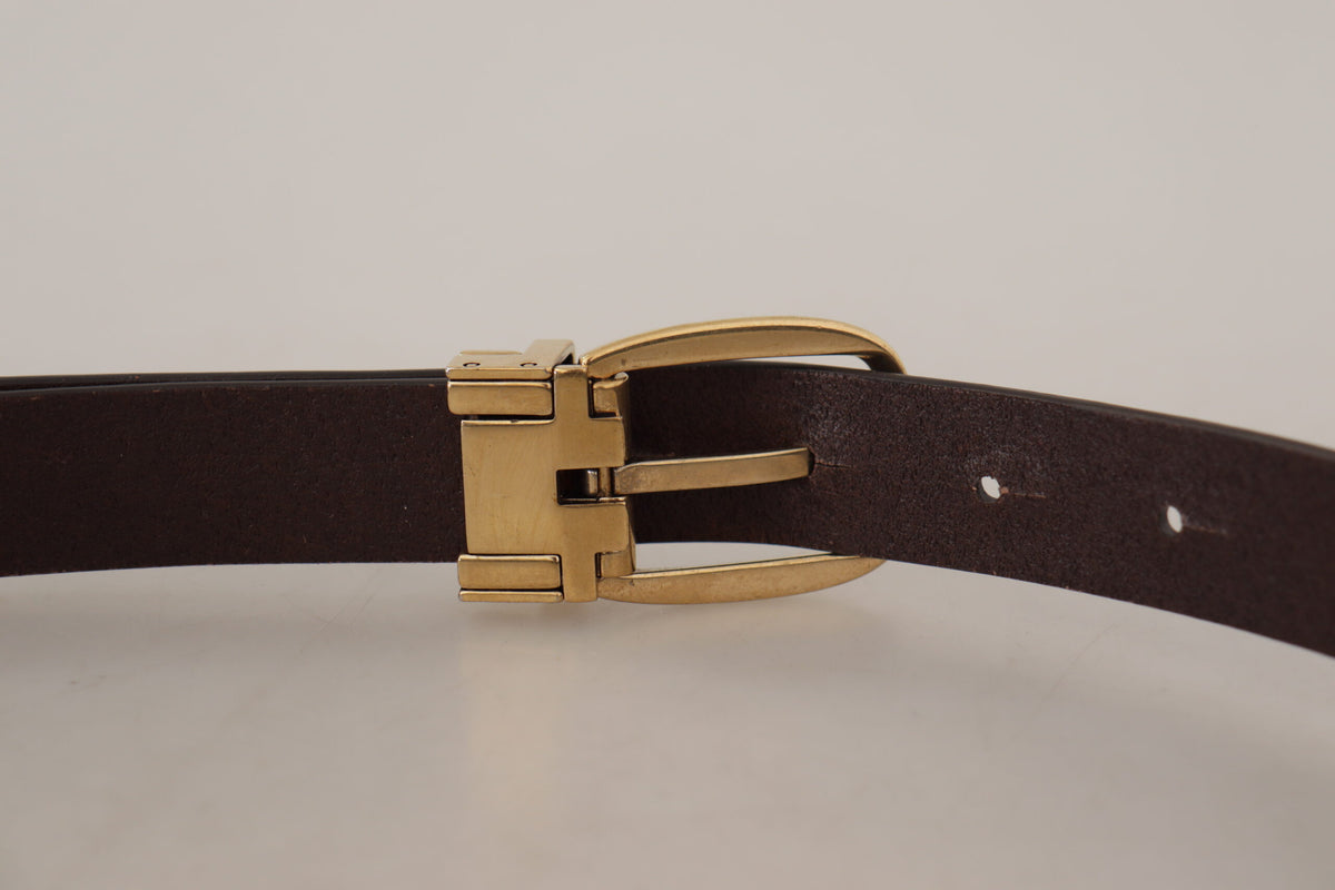 Dolce & Gabbana Dark Brown Calf Leather Gold Tone Metal Men's Buckle