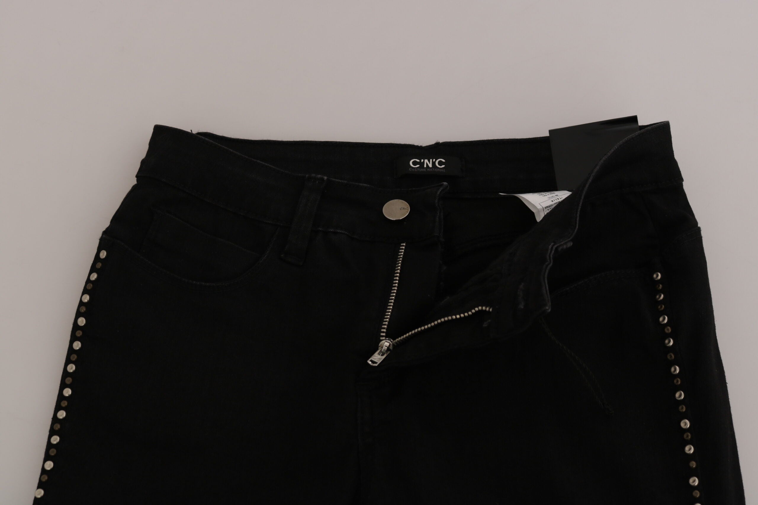 Costume National Black Embellished Mid Waist Skinny Denim Women's Jeans