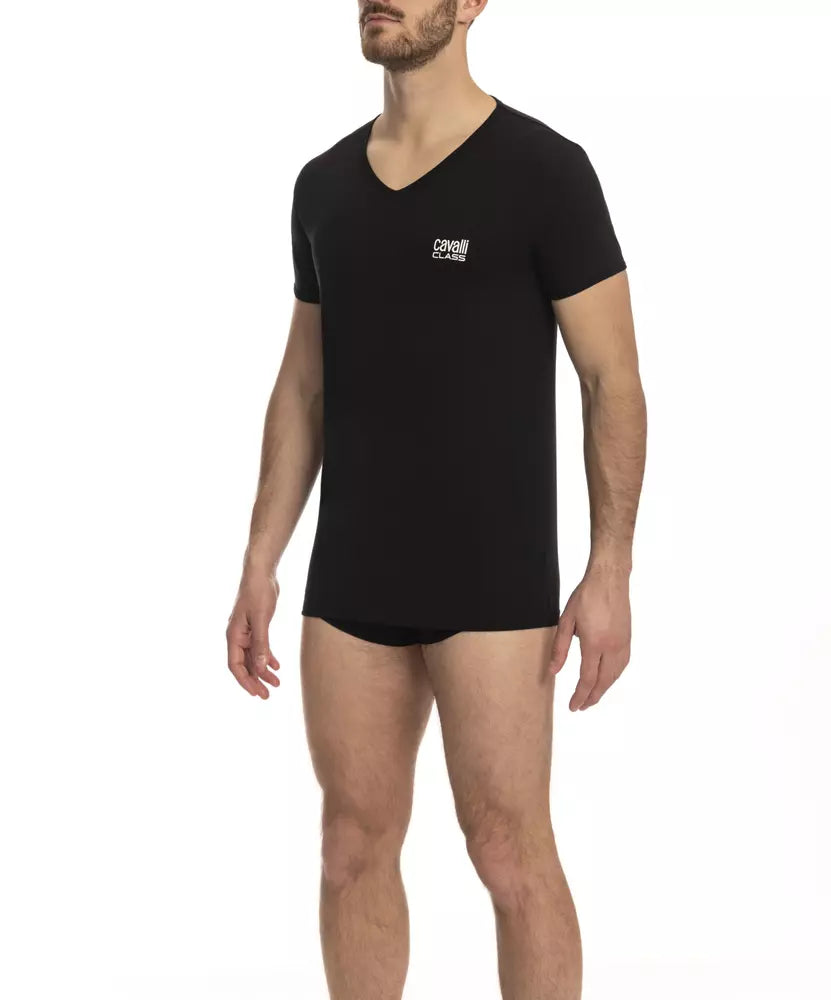 Cavalli Class Black Cotton Men Men's T-Shirt