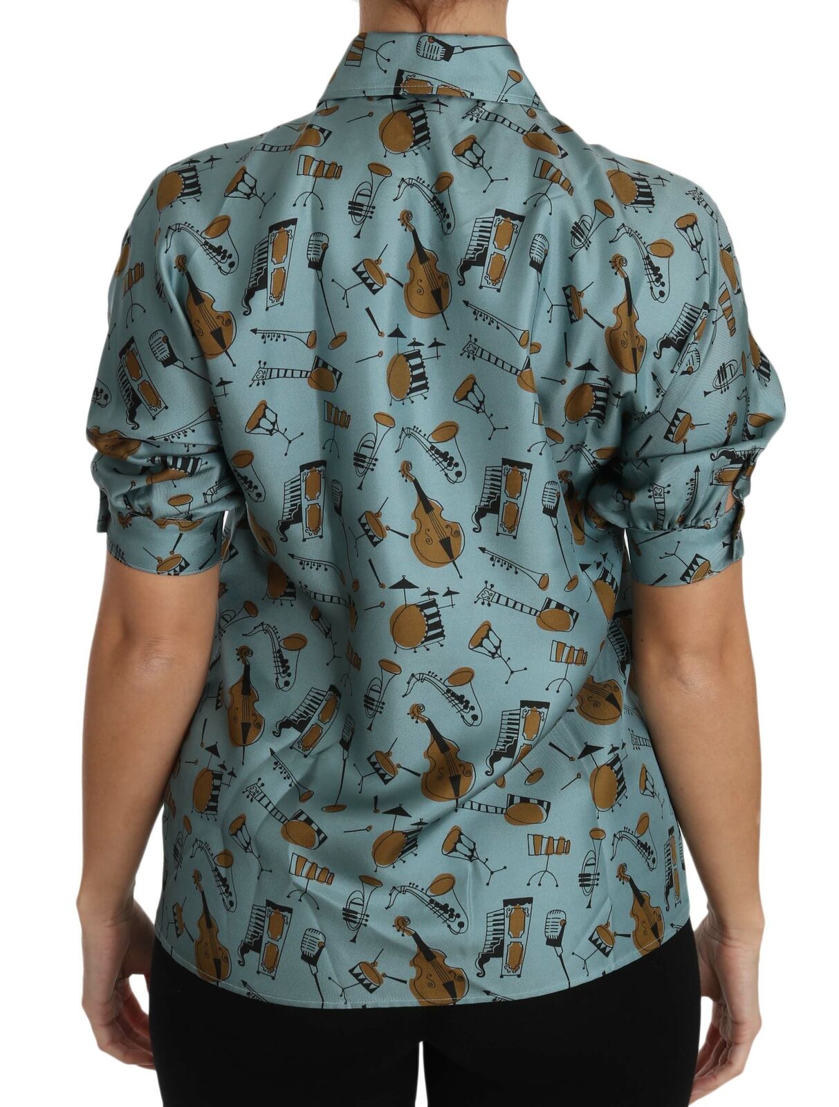 Dolce & Gabbana Multicolor Musical Instruments Silk Short sleeve Women's Shirt