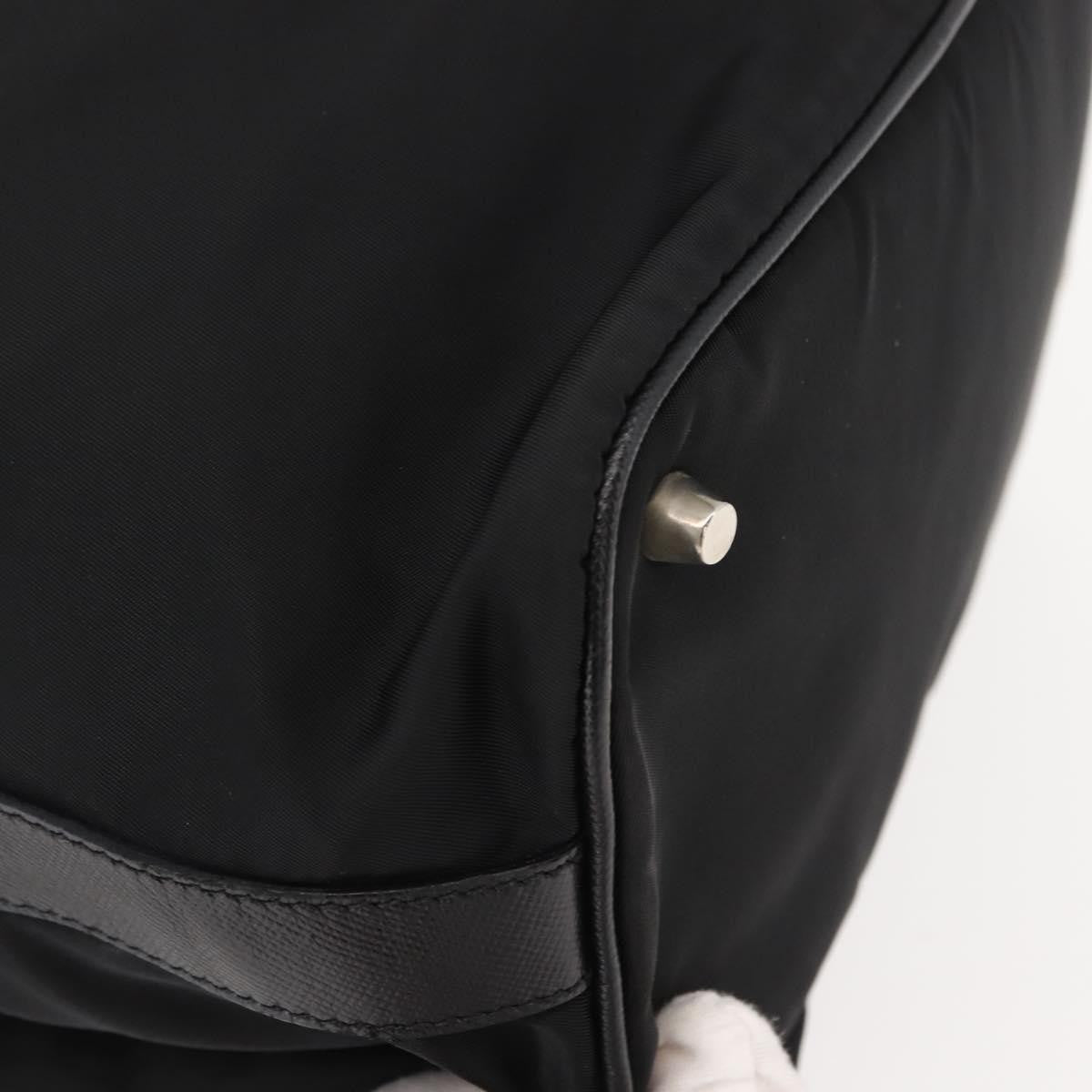 Prada Double Pocket Drawstring Tessuto Black Nylon Shoulder Bag Bag (Pre-Owned)