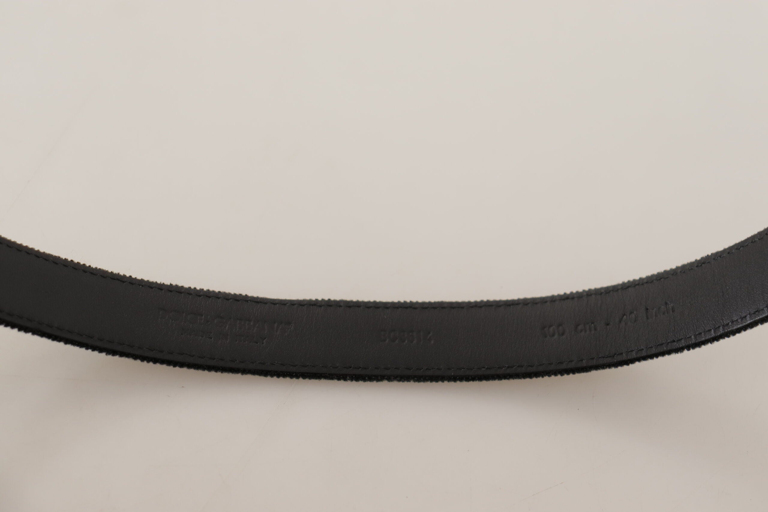 Dolce & Gabbana Black Casual Velvet Silver Metal Logo Buckle Men's Belt