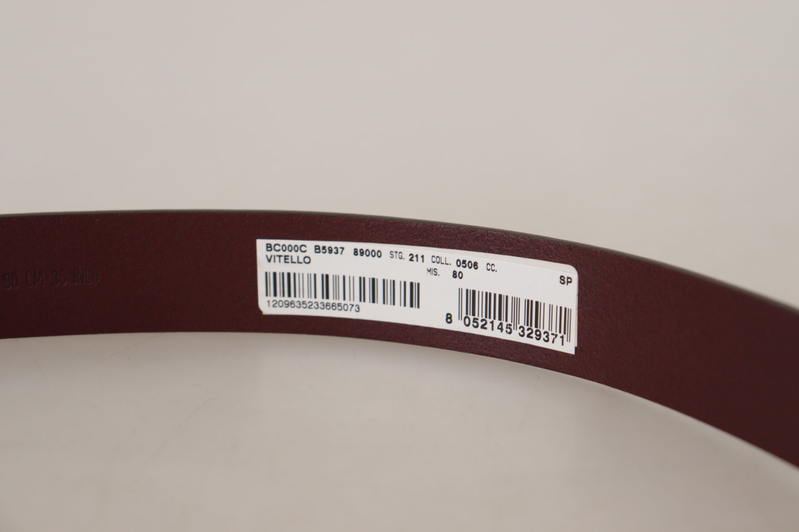 Dolce & Gabbana Maroon Calf Leather Silver Tone Metal Buckle Men's Belt