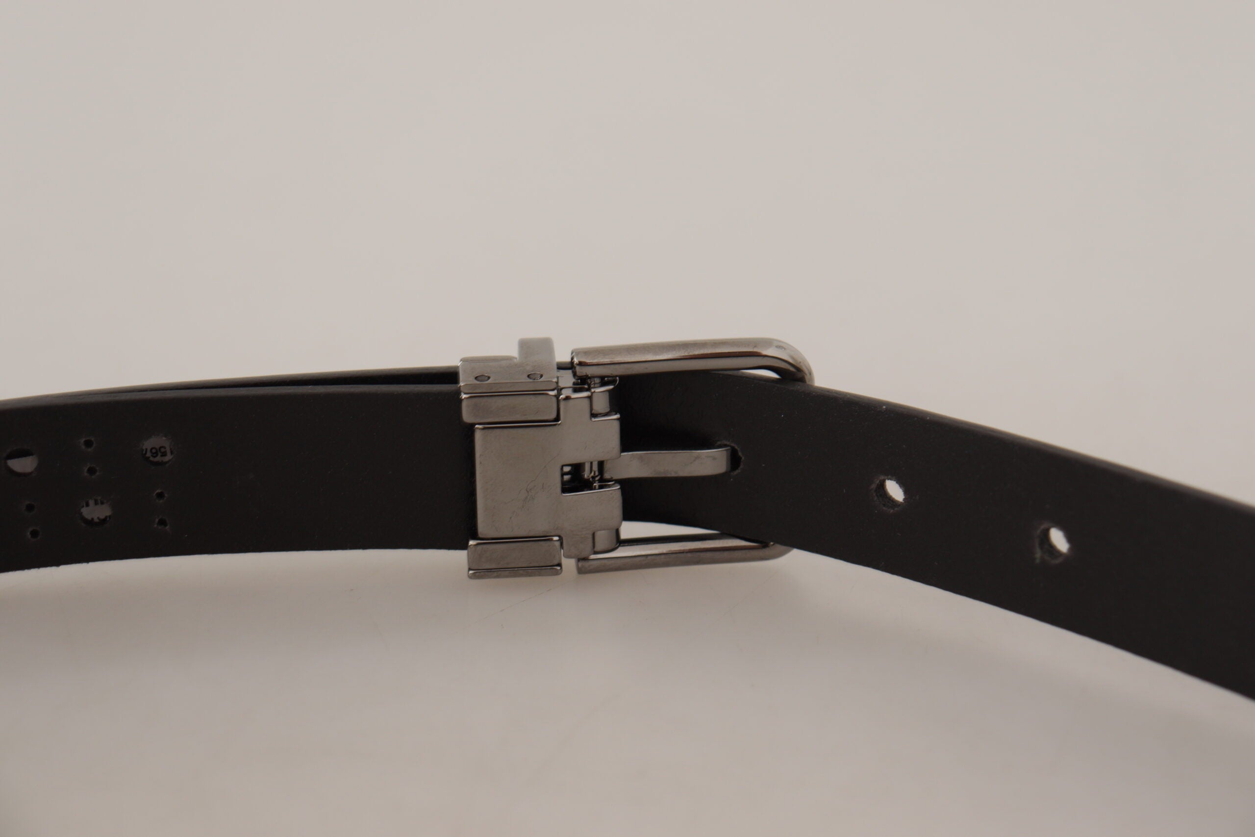 Dolce & Gabbana Dark Purple Perforated Leather Metal Buckle Men's Belt