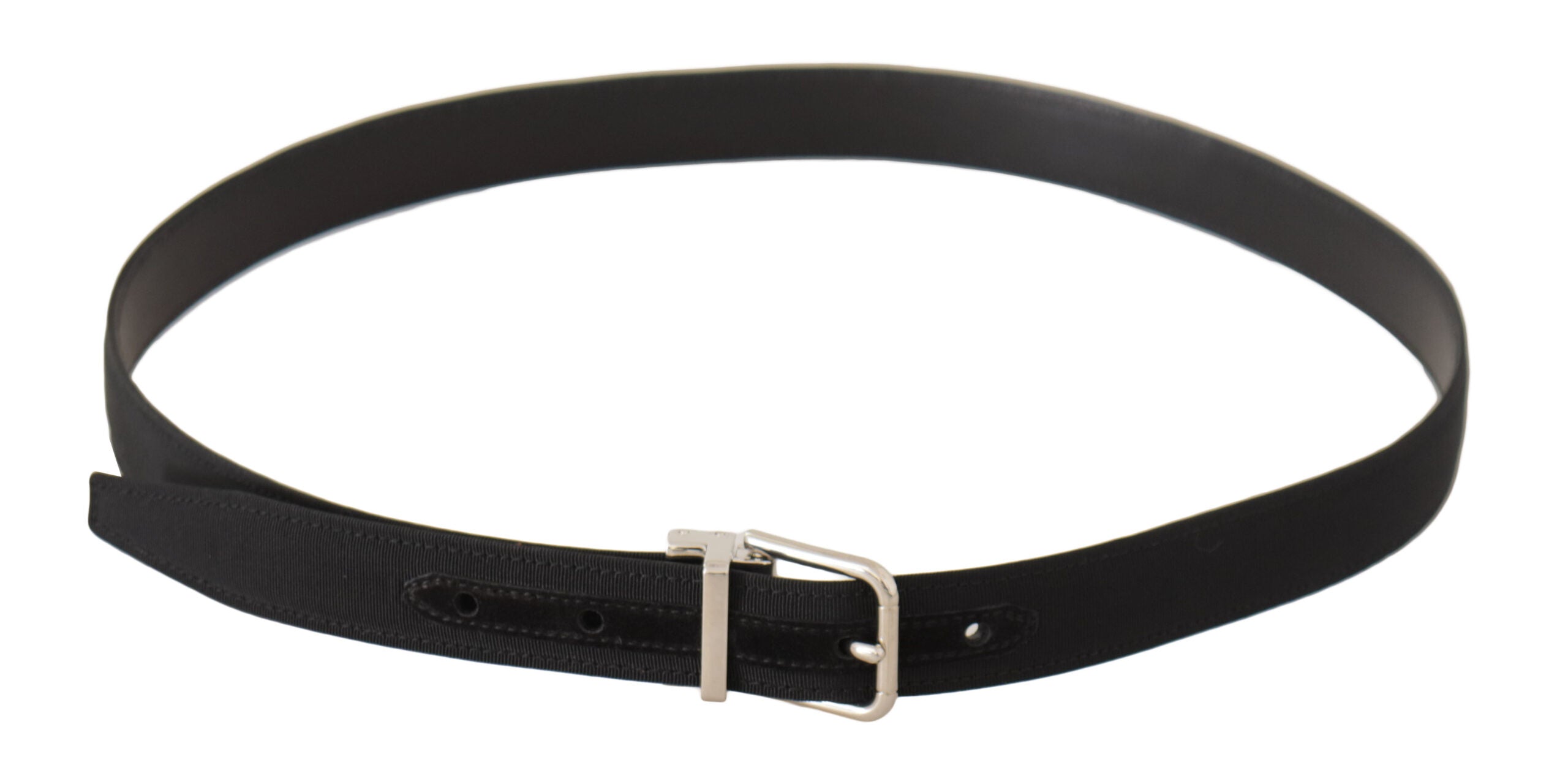 Dolce & Gabbana Black Canvas Silver Tone Metal Buckle Men Men's Belt
