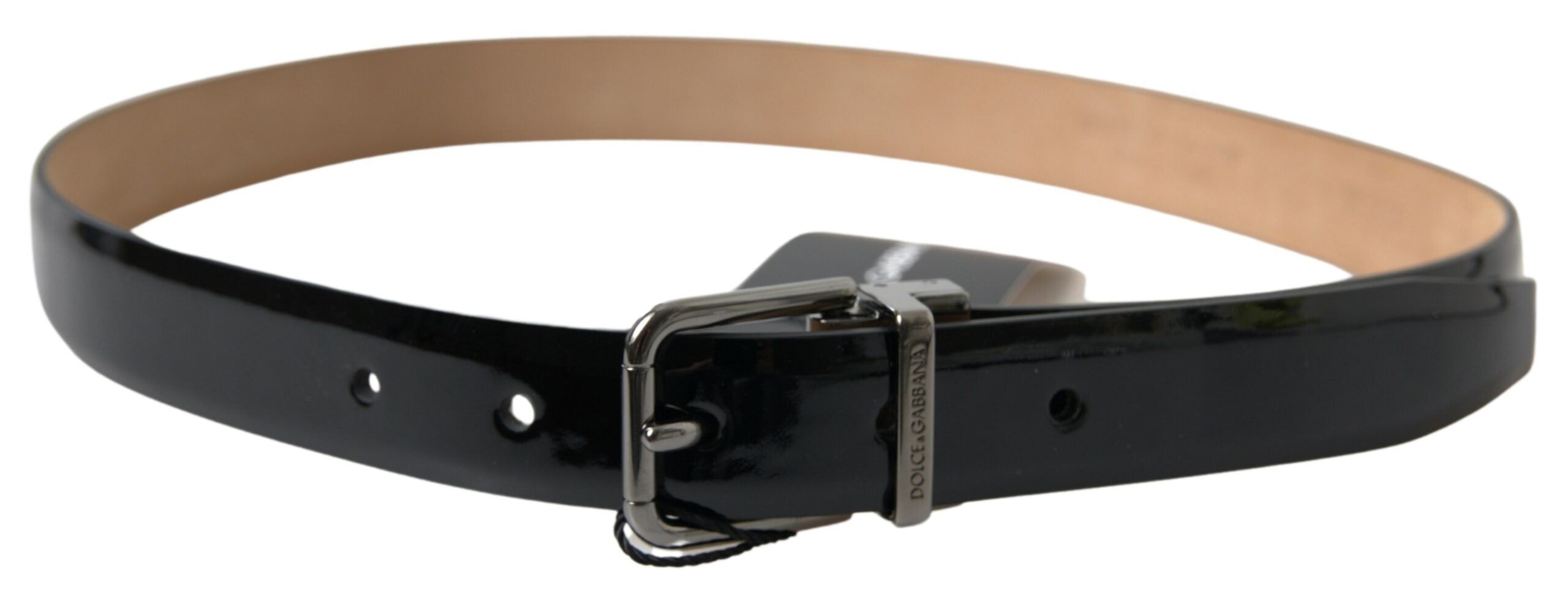Dolce & Gabbana Black Calf Leather Metal Buckle Men Men's Belt